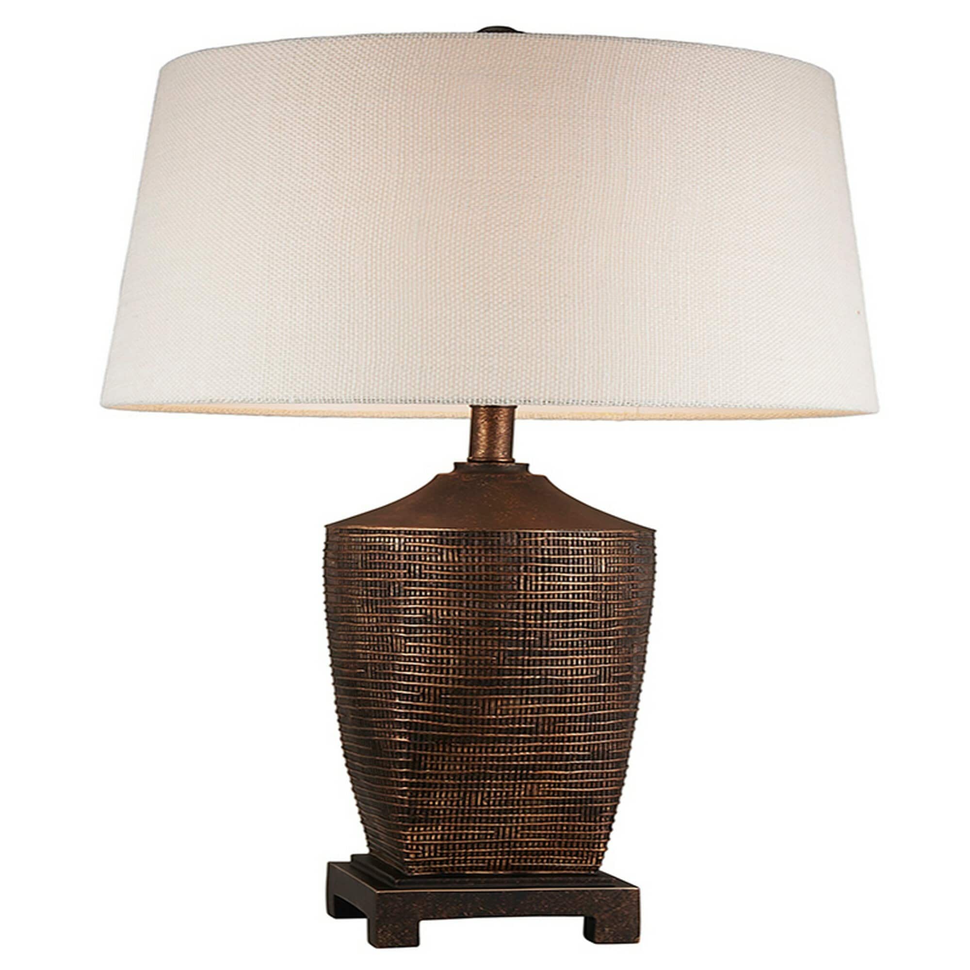 Benzara BM240304 30-in Brown LED 3-way Table Lamp with Fabric Shade