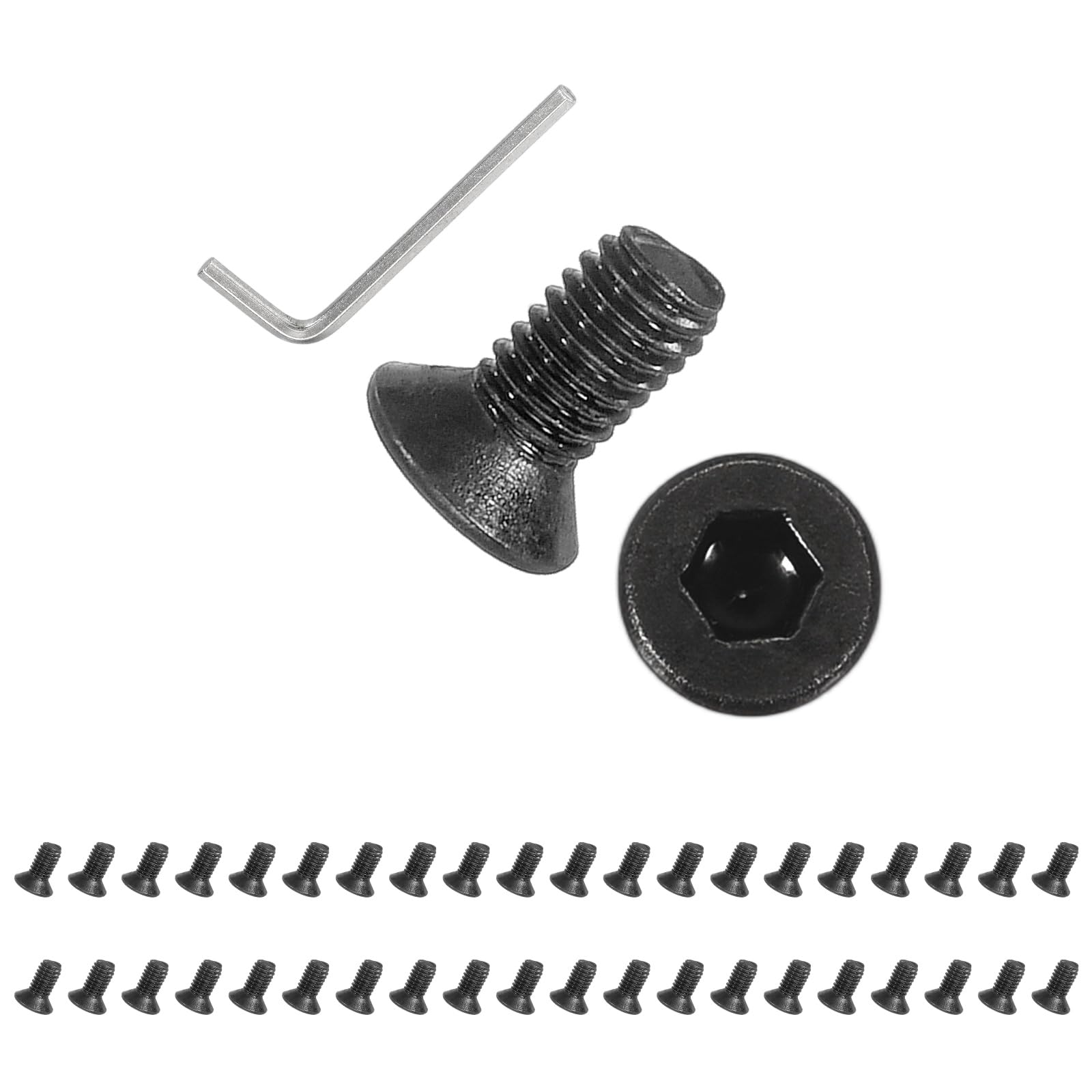 UUDULY  M3x6 mm Flat Head Socket Cap Screws 100 Pieces Carbon Steel Full Thread Grade 10.9 with Hex Spanner Black durable home and garden