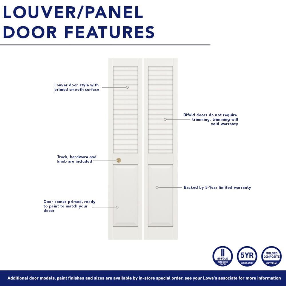 RELIABILT 30-in x 80-in Louver Solid Core Primed Pine Wood Closet ...