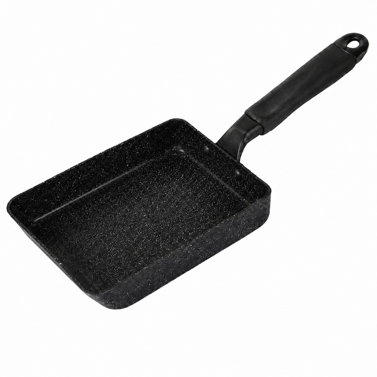 Aoibox  7 in x 5 in Black Maifanite Stone Nonstick Tamagoyaki Pan with Silicone Spatula Induction Compatible
