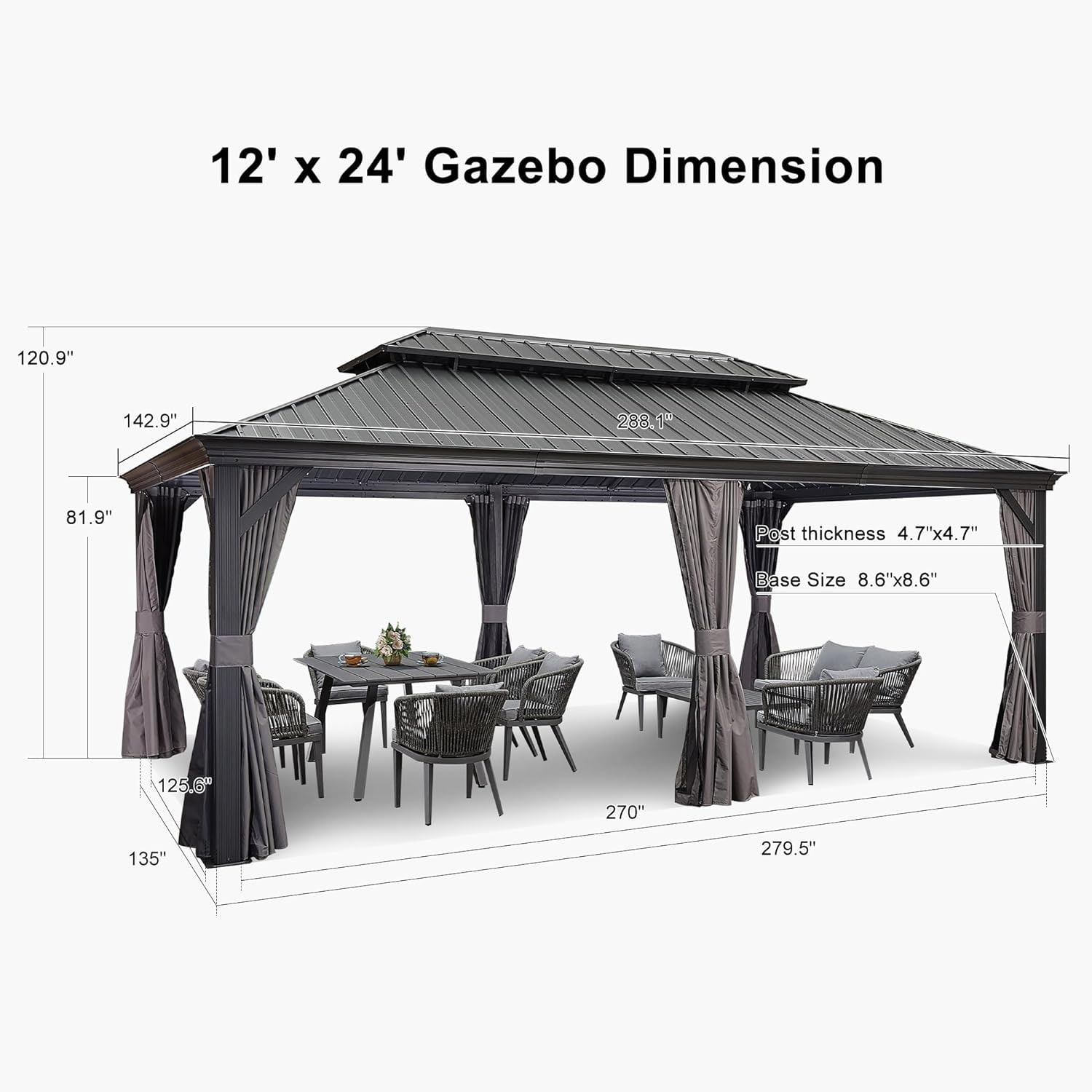 PURPLE LEAF LS04GHTG1224PD5 Wood-Resin-Gazebos - View #7