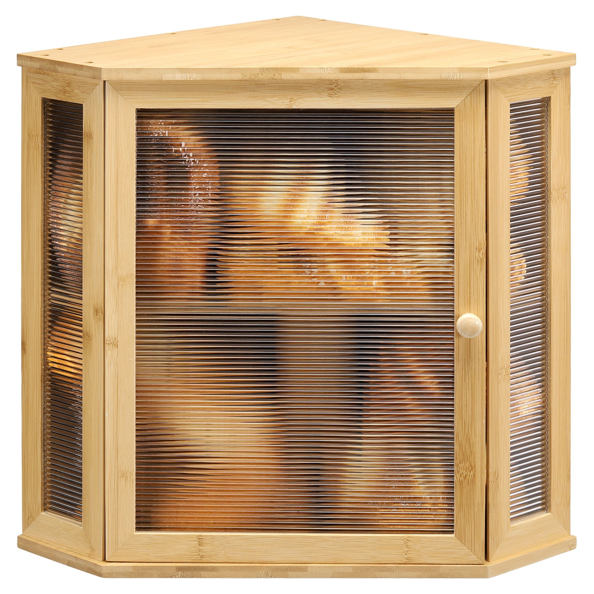Unique Bargains Corner Bread Box for Kitchen Countertop - Bamboo