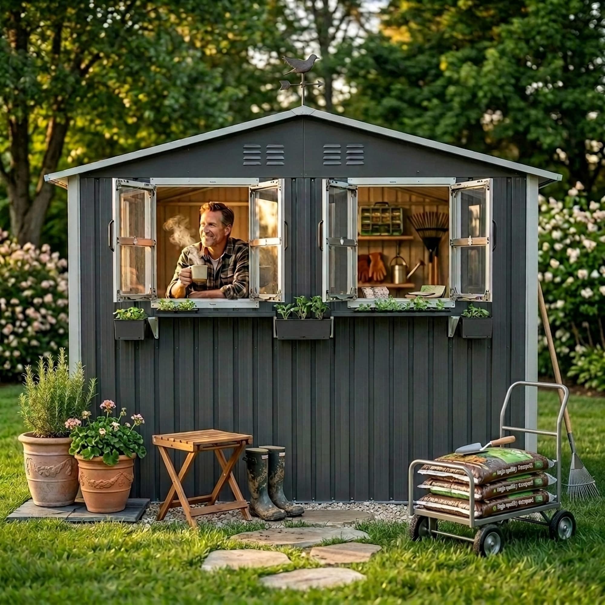 Clihome - 9-ft x 6-ft Metal Storage Sheds Galvanized steel Metal Storage Shed