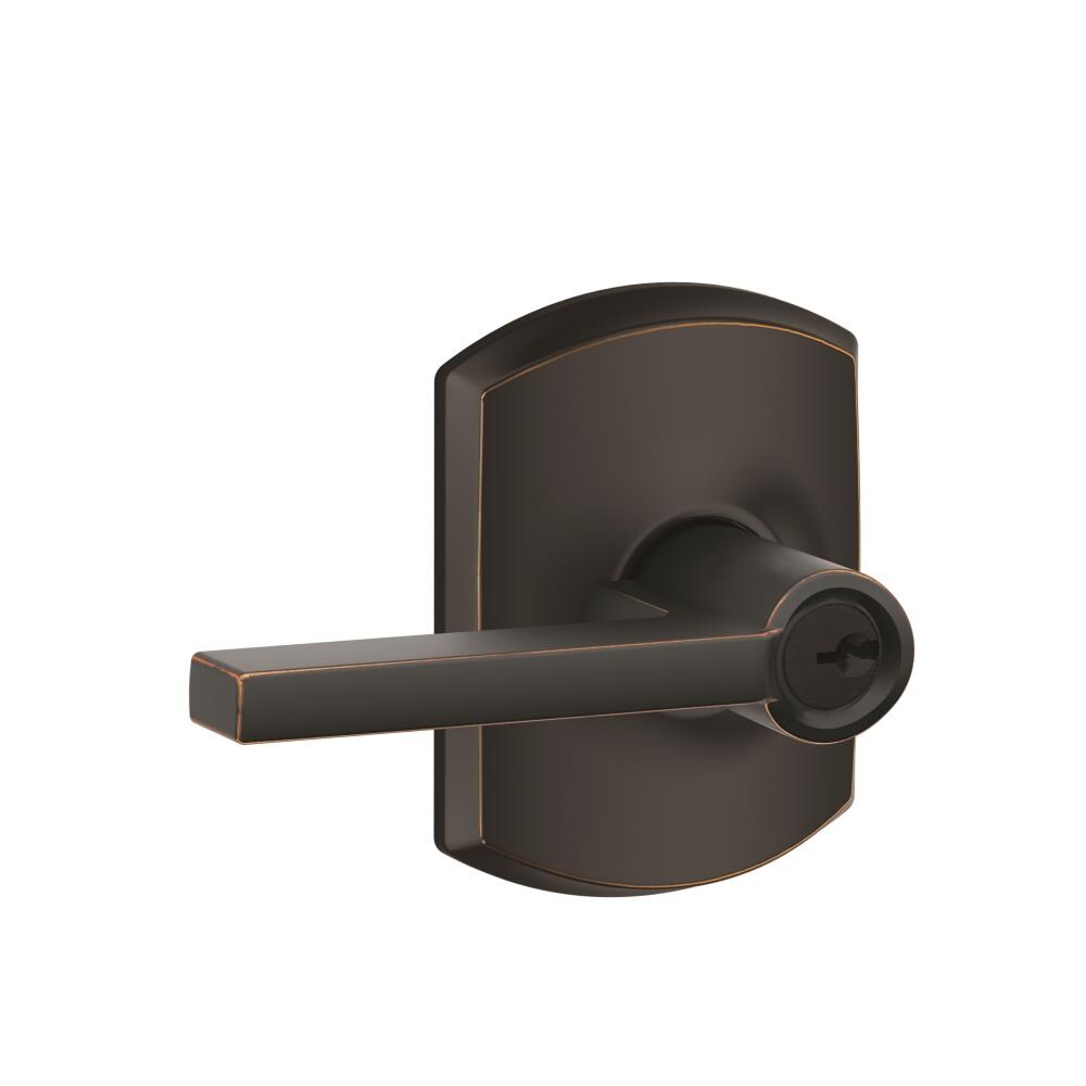 Schlage F51ALAT716GRW F Series Aged Bronze Interior/Exterior Keyed entry Door Handle