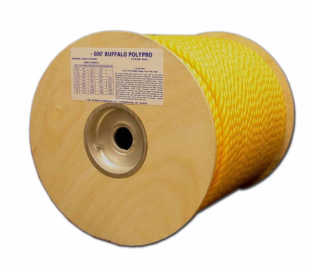 T.W. Evans Cordage 0.375-in x 600-ft Twisted Polypropylene Rope (By-the-Roll) in Yellow | 80-025