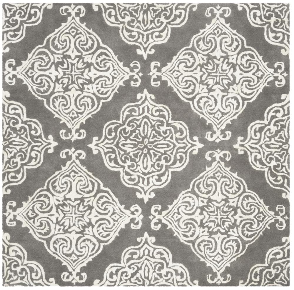 Safavieh GLM568D-6SQ Glamour Ada 6 x 6 (ft) Tufted Synthetic Dark Gray/Ivory Square Indoor Trellis Area rug