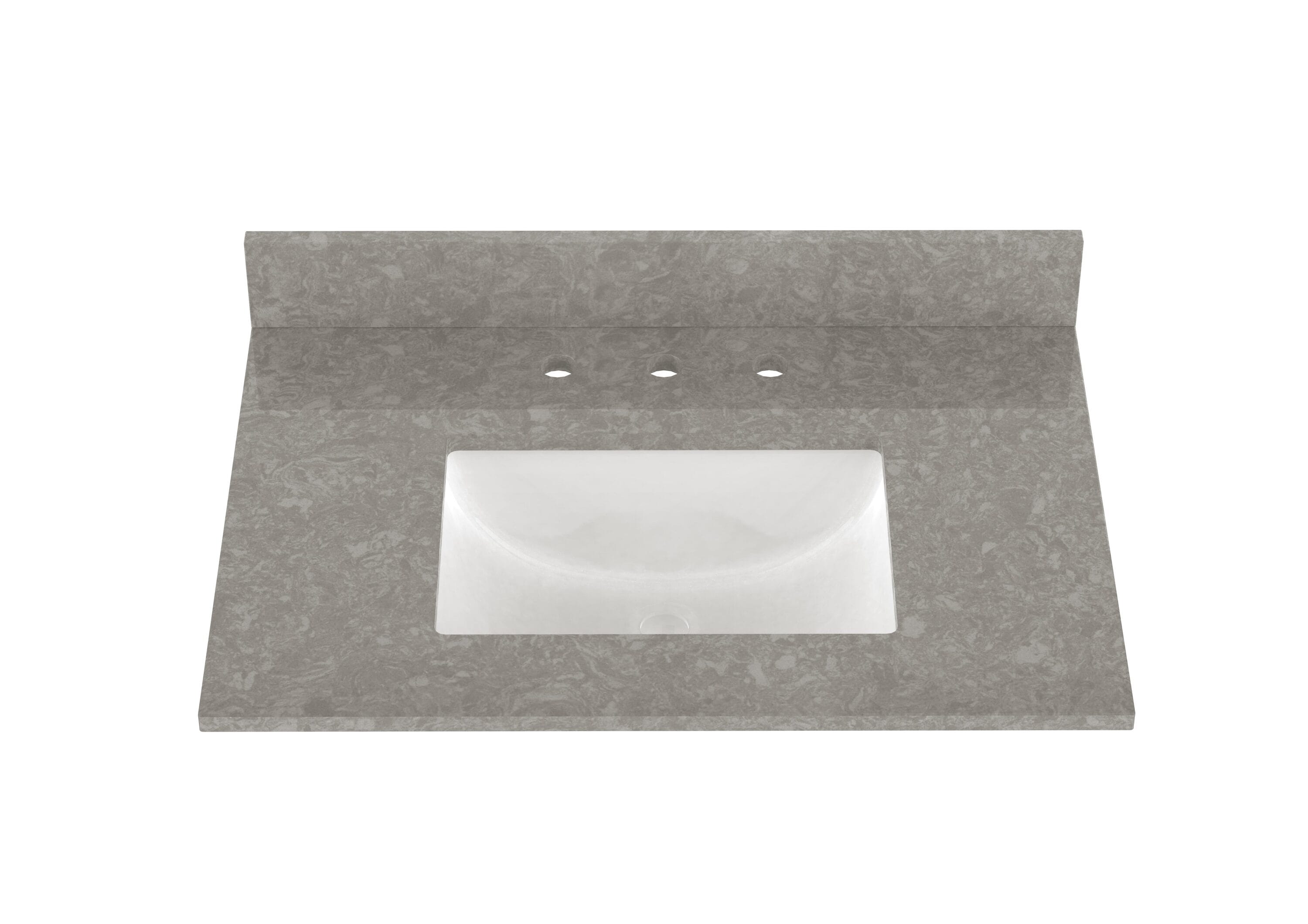 Winette WVTQ3201-31 31-in x 22-in Charcoal Gray Quartz Undermount Single Sink 4-in Centerset Faucet Mount Bathroom Vanity Top