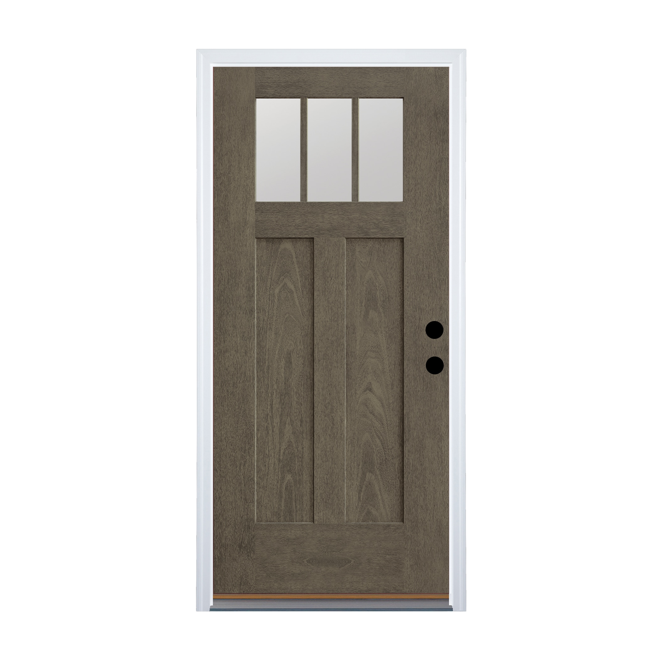 Therma-Tru TT650970SOS Entry Door 36-in x 80-in x 6-9/16-in Fiberglass Craftsman Left-hand inswing Gray Ash Stained Prehung Front Door with Brickmould Insulating core