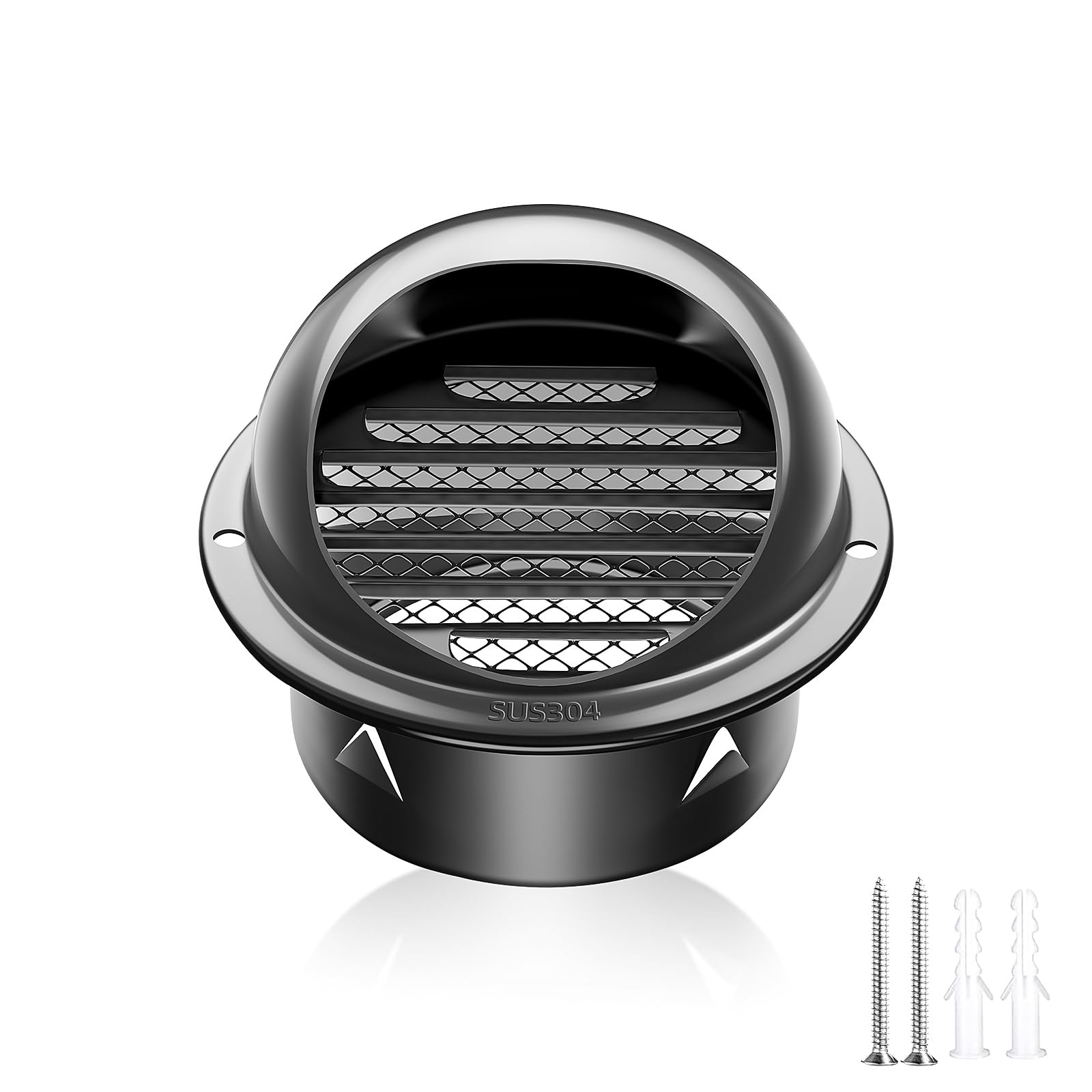 Phyfalip  4 inch Round Wall Vent Cap Stainless Steel Black Painted Air Vent Cover for Outdoor and Indoor Ventilation durable home and garden
