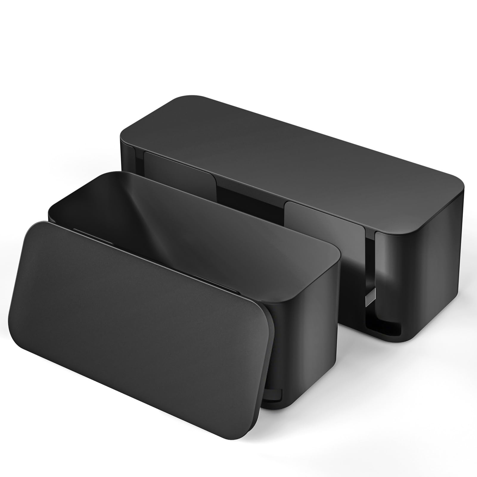 Phewnyzo  Cable Management Box Set Two Pack Pet Friendly Cord Organizer for Home and Office Child Proof Floor Cord Cover Black