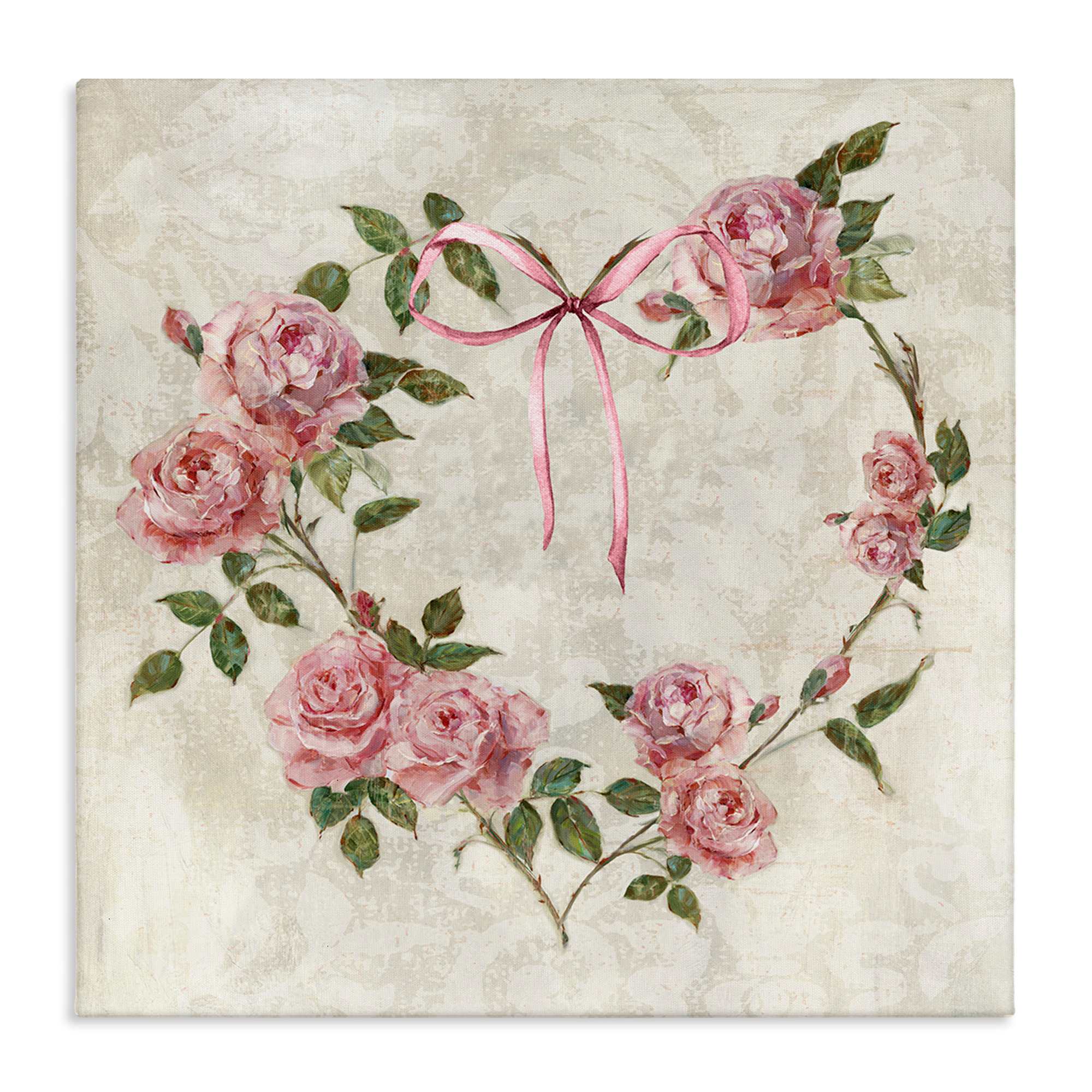 Stupell Industries BS-229-CN-24X24 Rose Heart Wreath Canvas Wall Art By Sally Swatland 24 x 24
