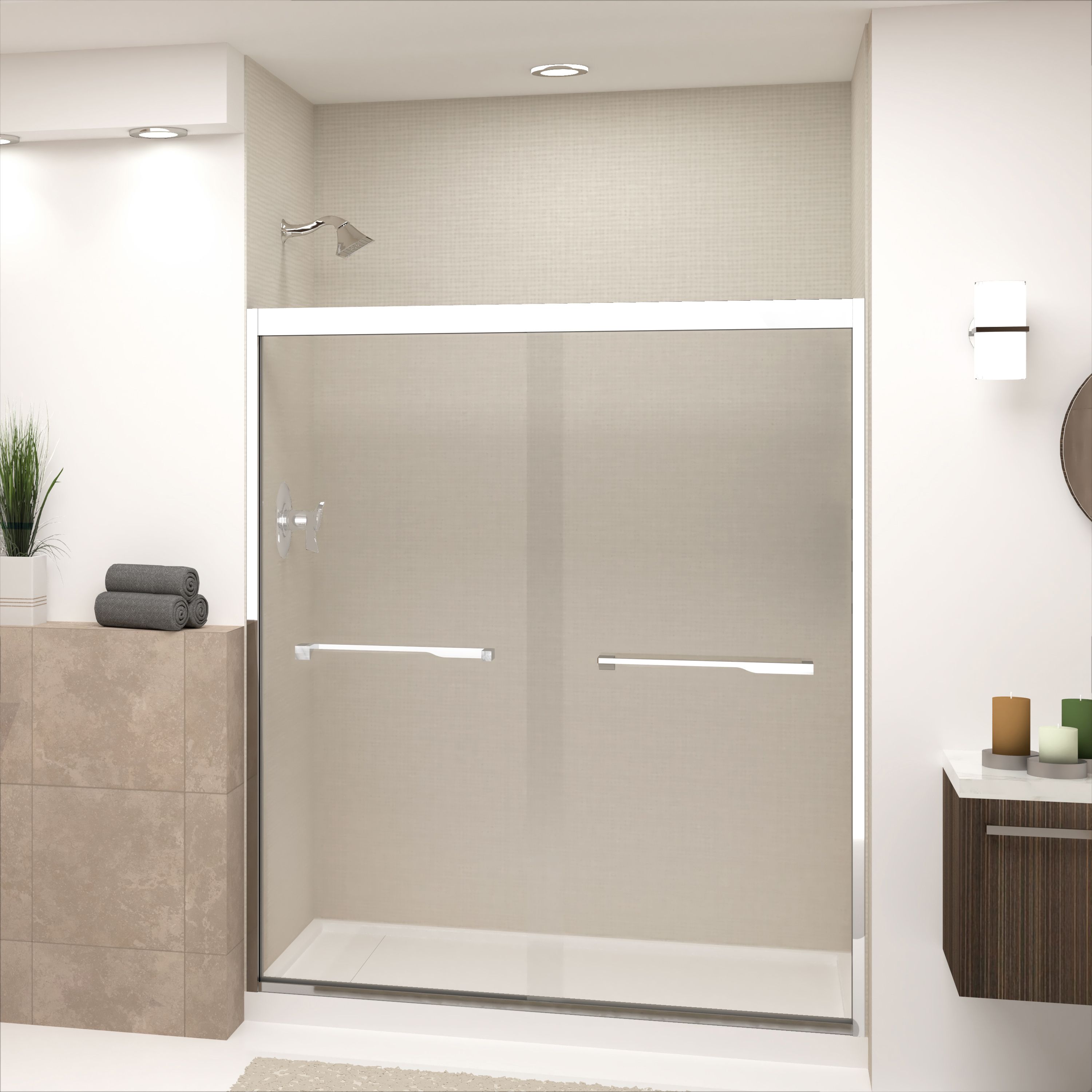 Transolid FBPT607008C-J-PC Frederick Polished Chrome 57-3/4-in to 59-in x 70-in Semi-frameless Sliding Soft Close Shower Door