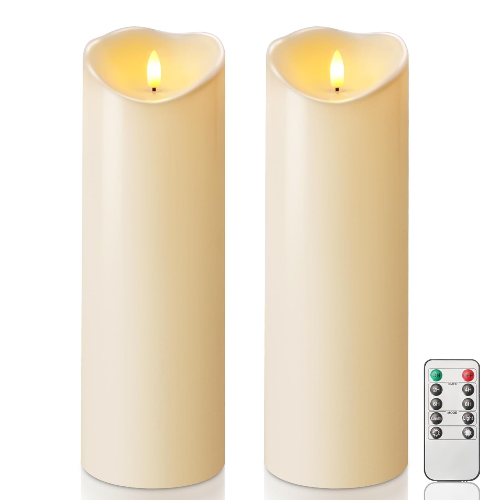 Phewnyzo  Dark Ivory Flameless Candles 4 x 12 Inch Outdoor Waterproof LED Pillar Candles with Remote and Timer Gothic Halloween Decor 2 pack