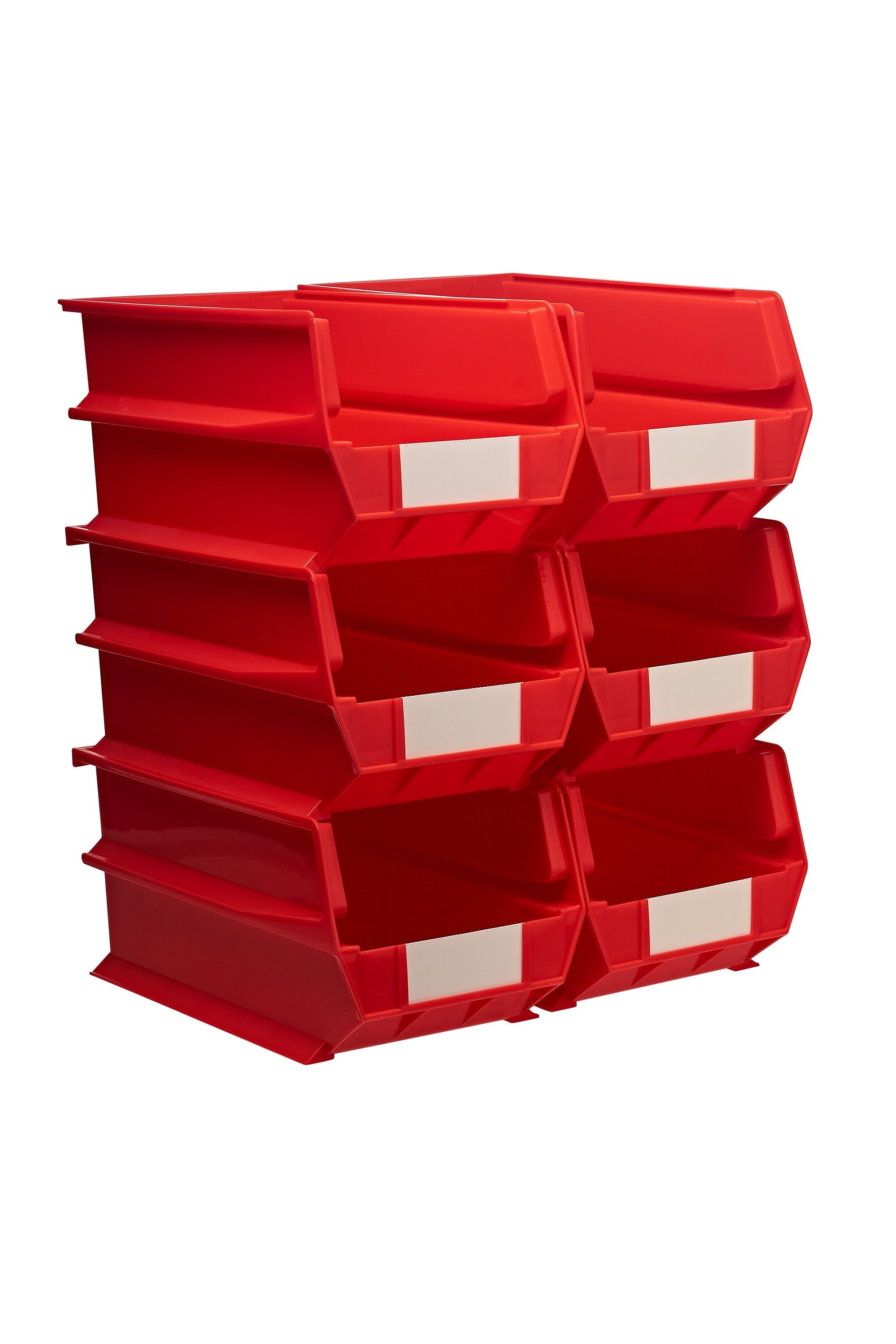 Triton Products 3-240R 6 -Pack ( 8.25-in W x 7-in H x 14.75-in D ) Red Plastic Stackable Bin