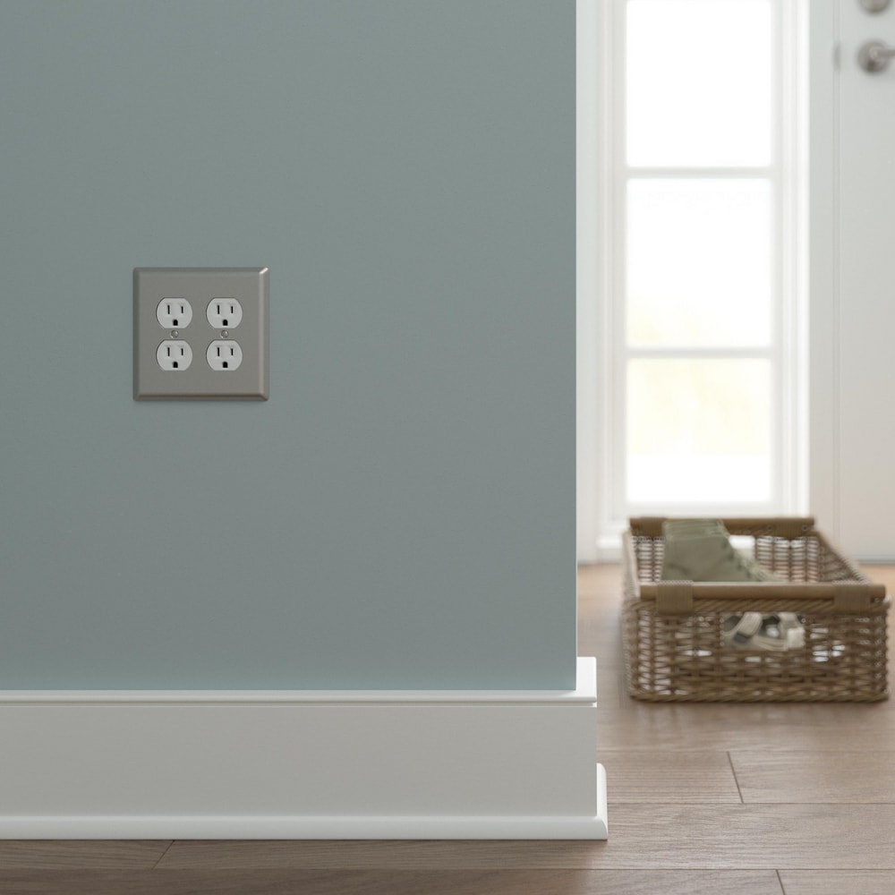 Style Selections Simple Square 2-Gang Standard Duplex Wall Plate, Satin ...