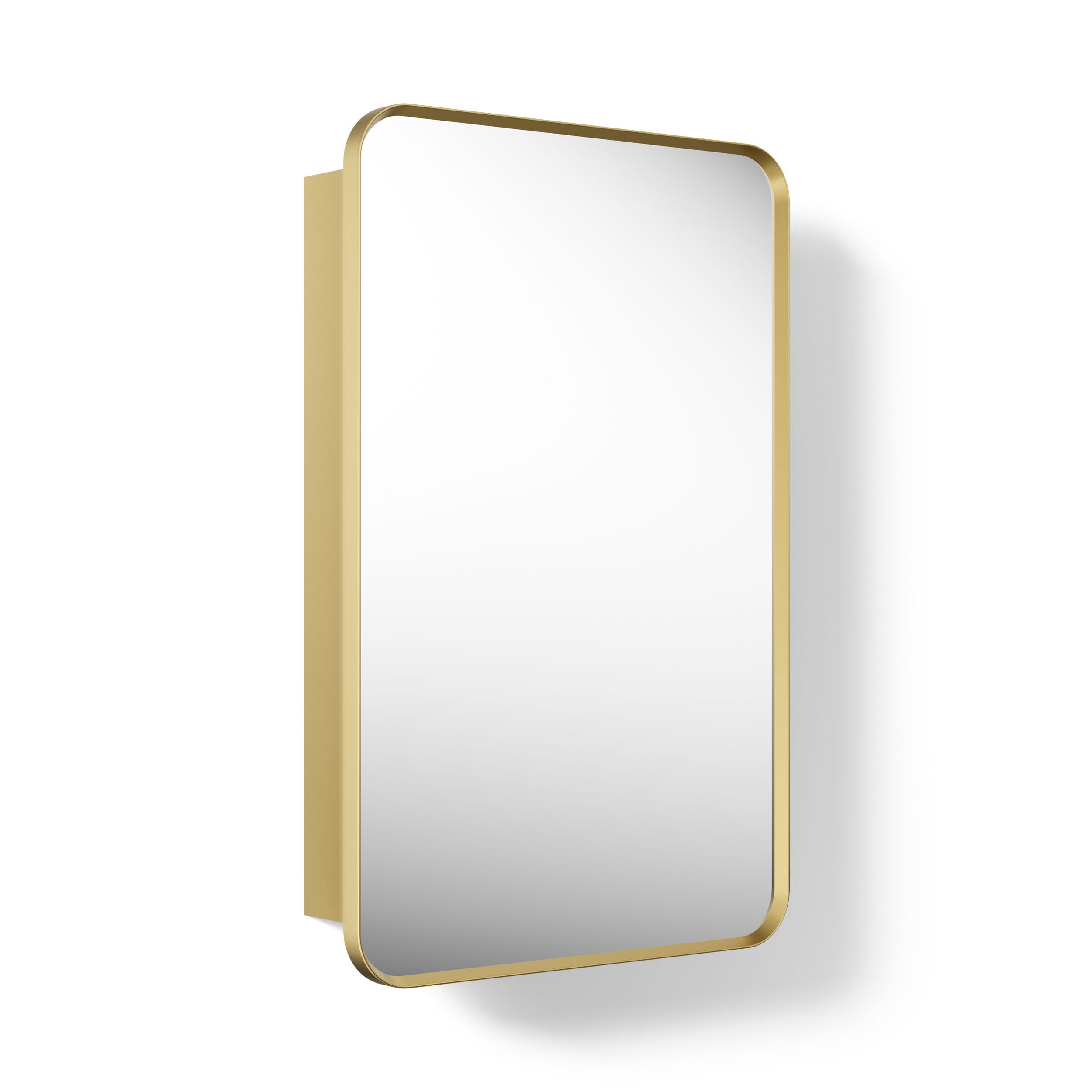 KOHLER Verdera 22-in x 34-in Surface/Recessed Mount Moderne Brushed Gold Mirrored Rectangle Medicine Cabinet