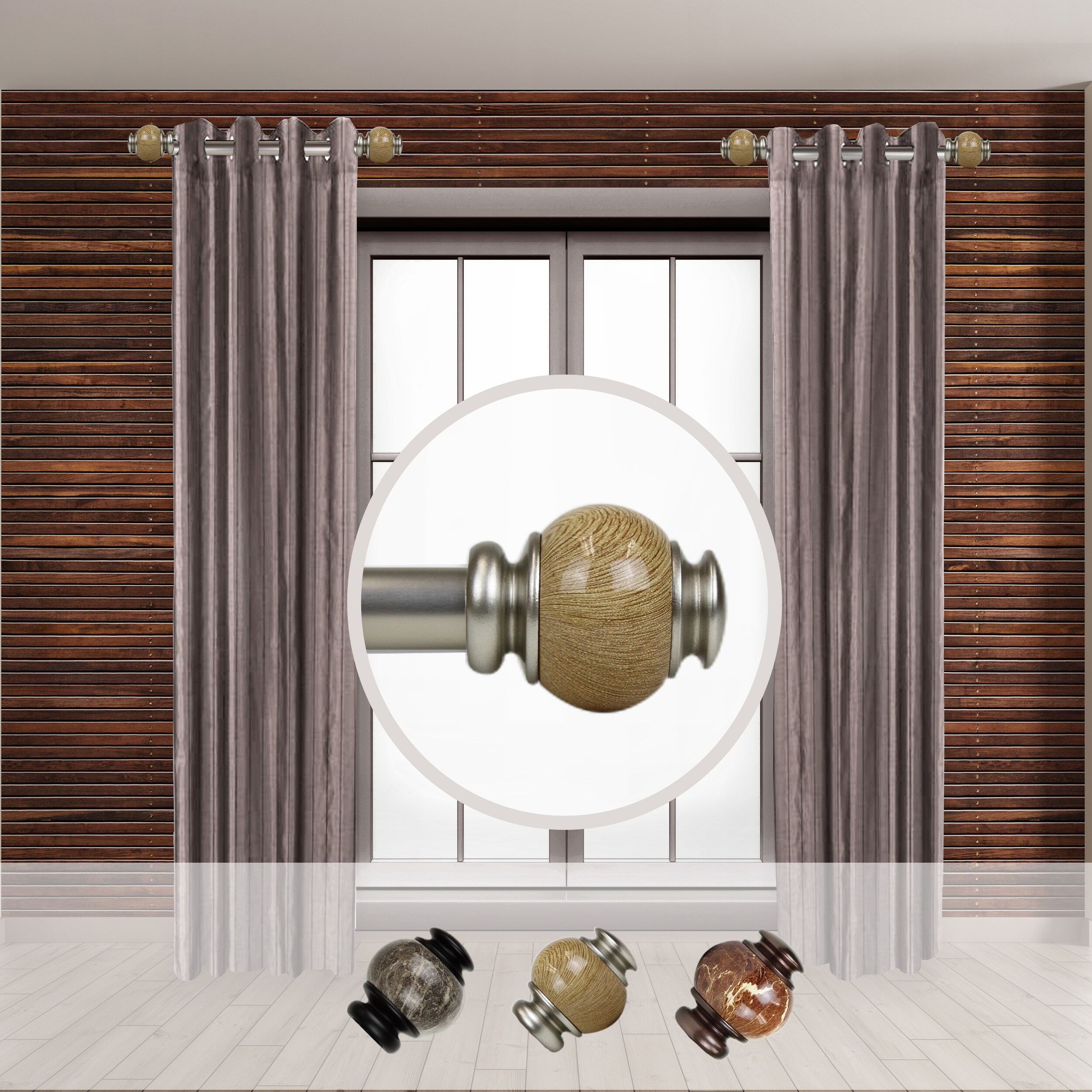 Hart & Harlow LO-SIDE100-25-5 Gordon 1-in 12-in to 20-in Satin Nickel Steel Side curtain rod with Finials