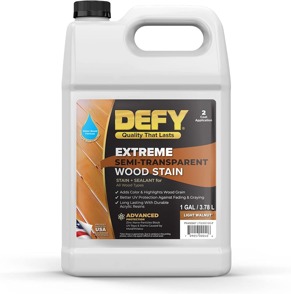 DEFY 770348 Extreme Wood Stain - Light Walnut 1 Gallon for Superior Outdoor Protection