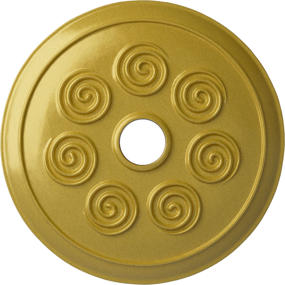 Ekena Millwork CM25SPRGS Spiral 25.25-in W x 25.25-in L Painted Rich Gold Polyurethane Whole Ceiling Medallion
