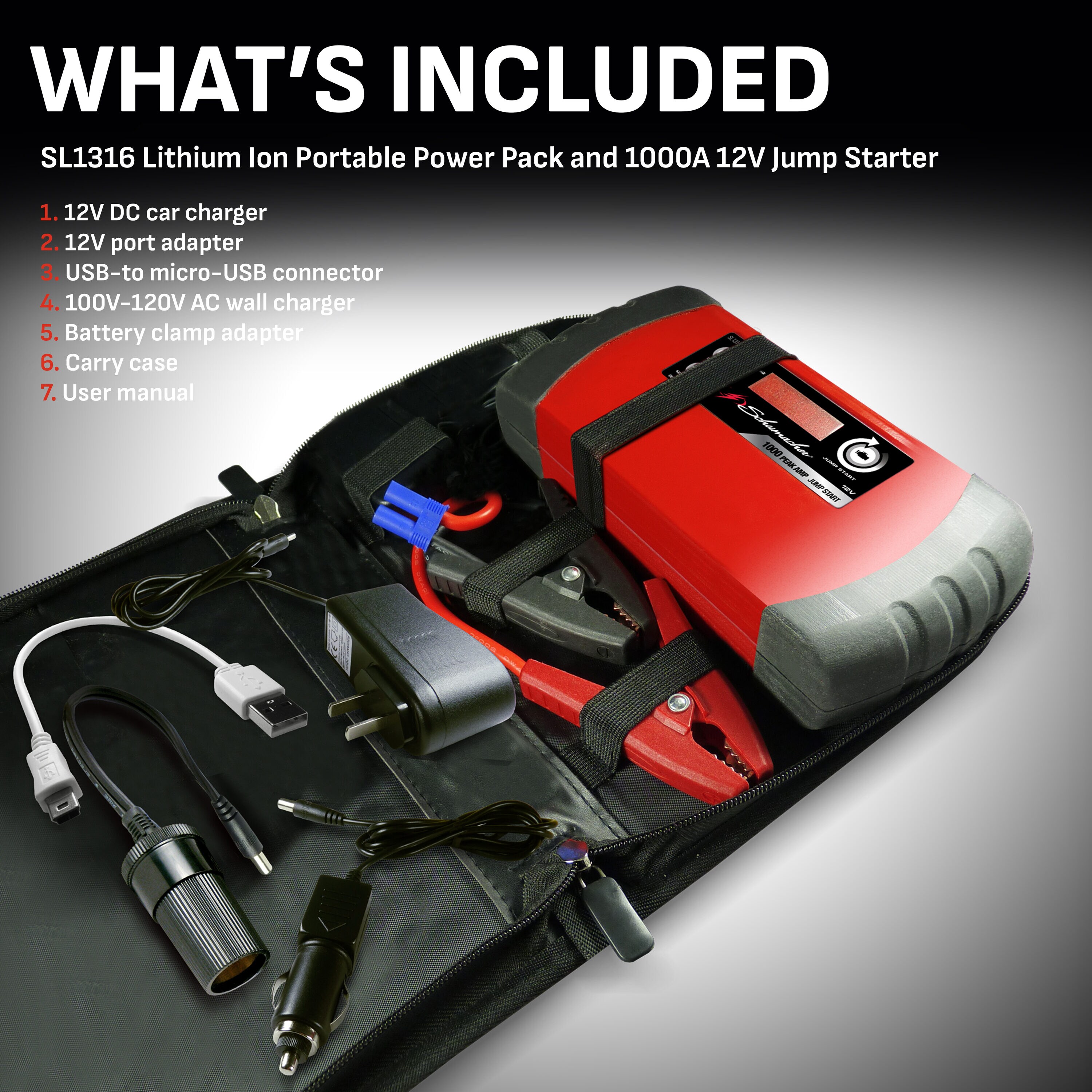 1000 Peak Amp Lithium-Ion Jump Starter and Power Bank