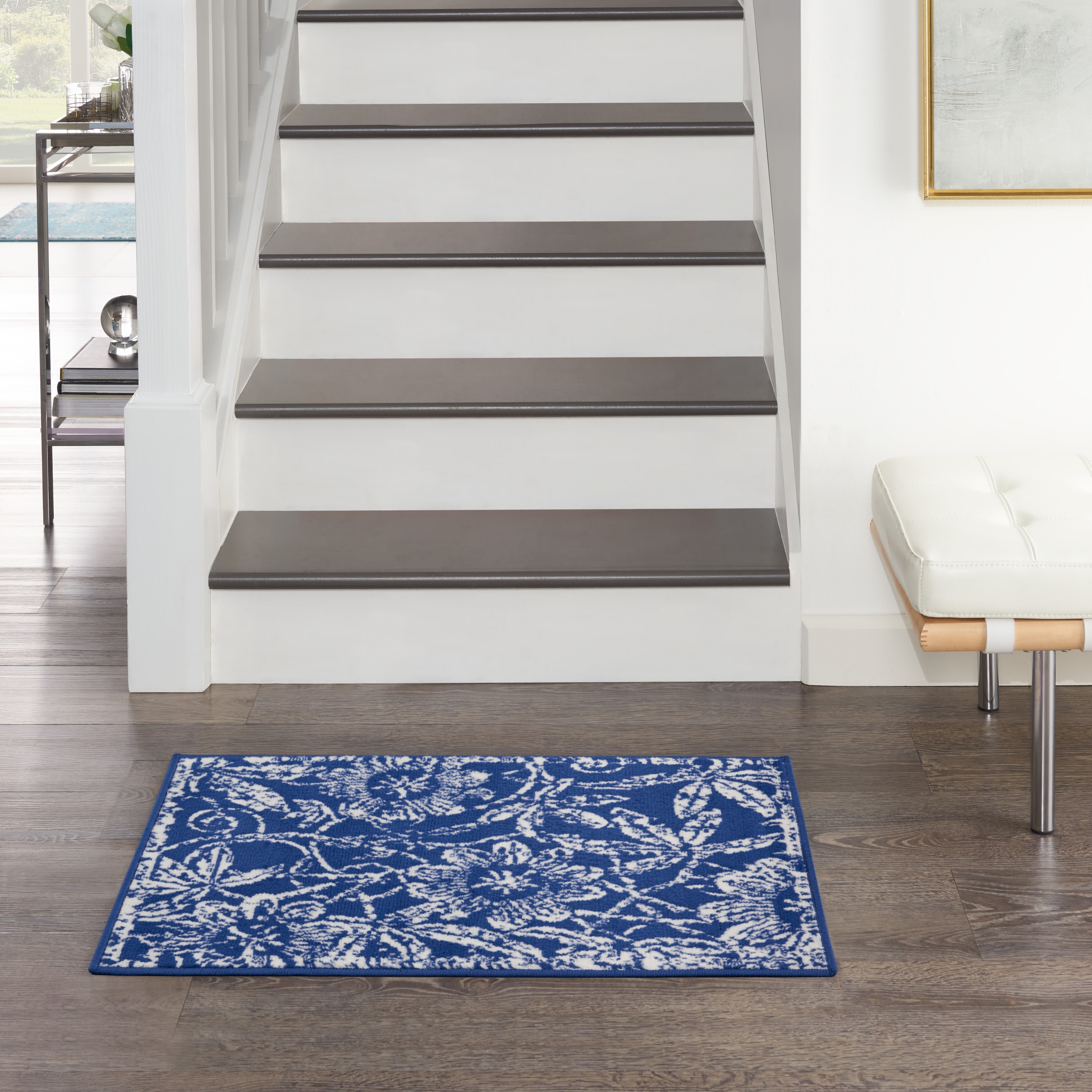 Nourison 99446835437 Whimsicle 2 x 3 (ft) Loomed Polypropylene Navy Rectangular Indoor Floral/Botanical Area rug