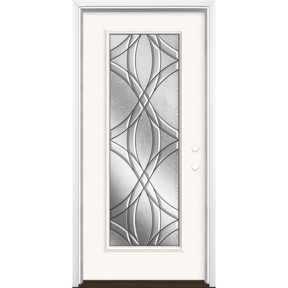 Masonite 3418371 Chelsea 36-in x 80-in x 4-9/16-in Fiberglass Full lite Left-hand inswing Modern White Painted Prehung Front Door with Brickmould Insulating core