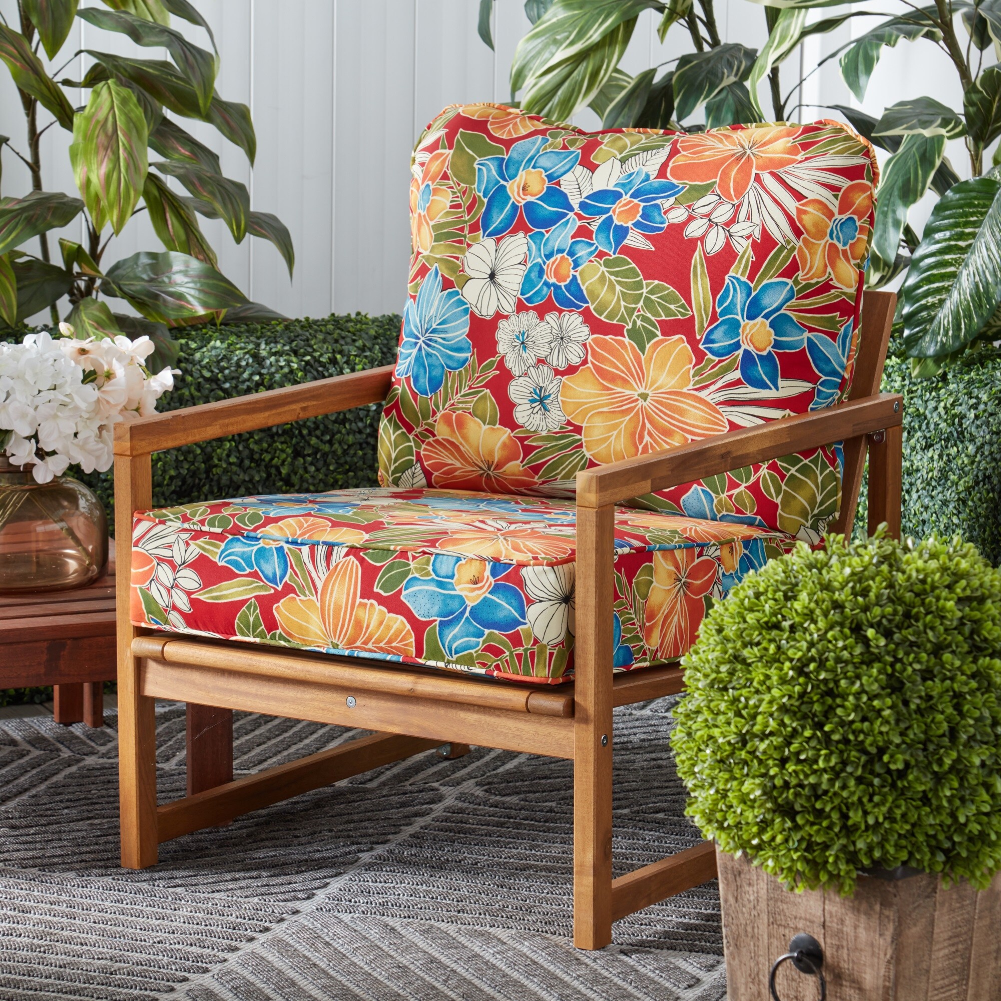 Greendale Home Fashions OC7825-ALOHA-RED Patio-Furniture-Cushions - View #2