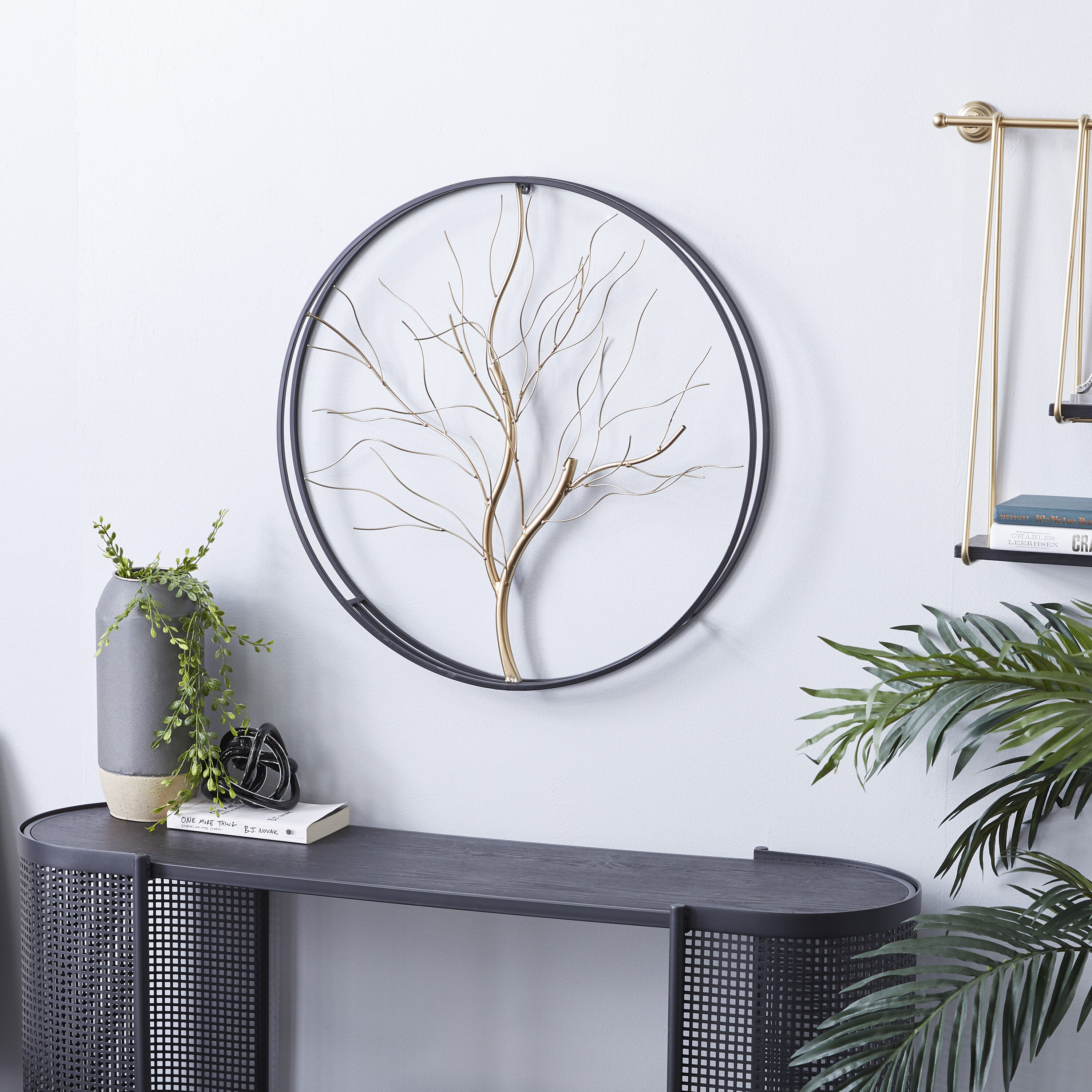 Grayson Lane 46286 26-Inches W x 26.0-Inches H Metal Tree Branch with Black Frame Abstract Wall sculpture
