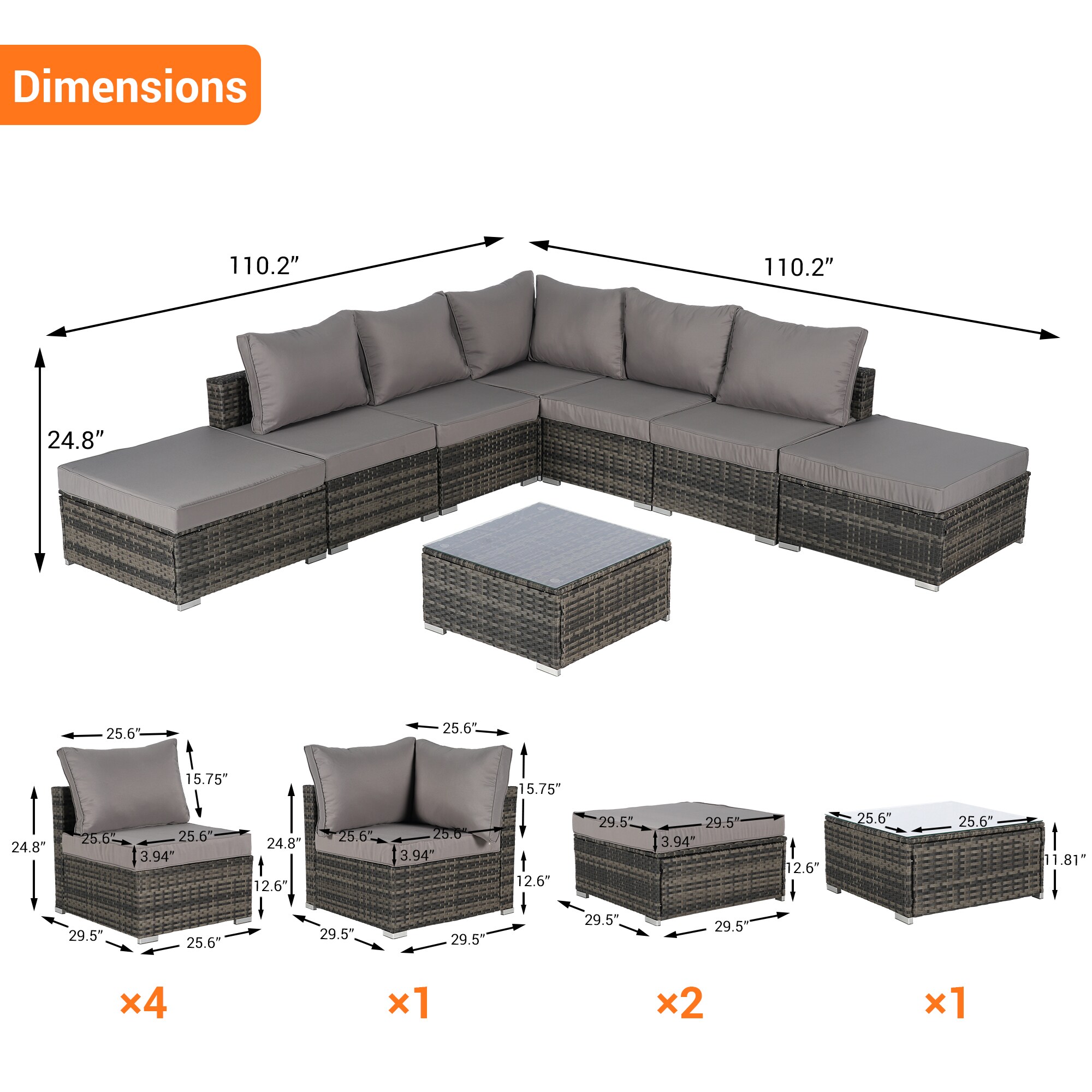 SINOFURN SYB670028GY Patio-Sofas-Daybeds - View #5