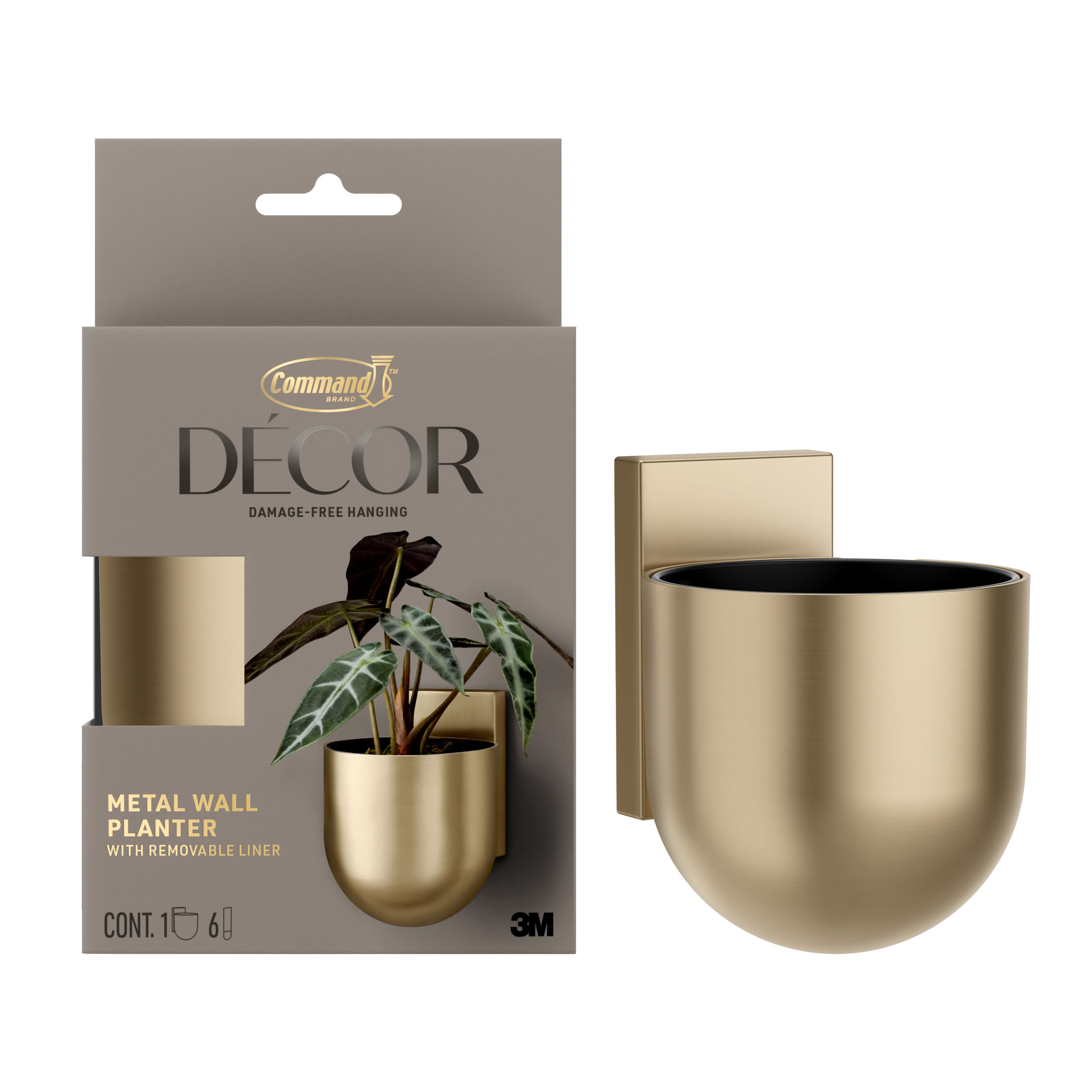 Command 1 -Hook 4-in x 4-in H Brushed Brass Decorative Wall Hook ( 2-lb Capacity)