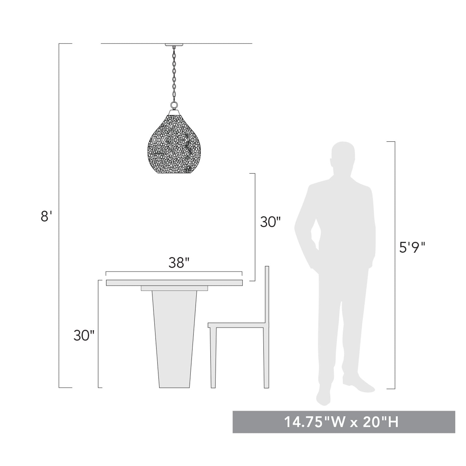 Ariella Matte Black Pendant with Hammered Glass Shade