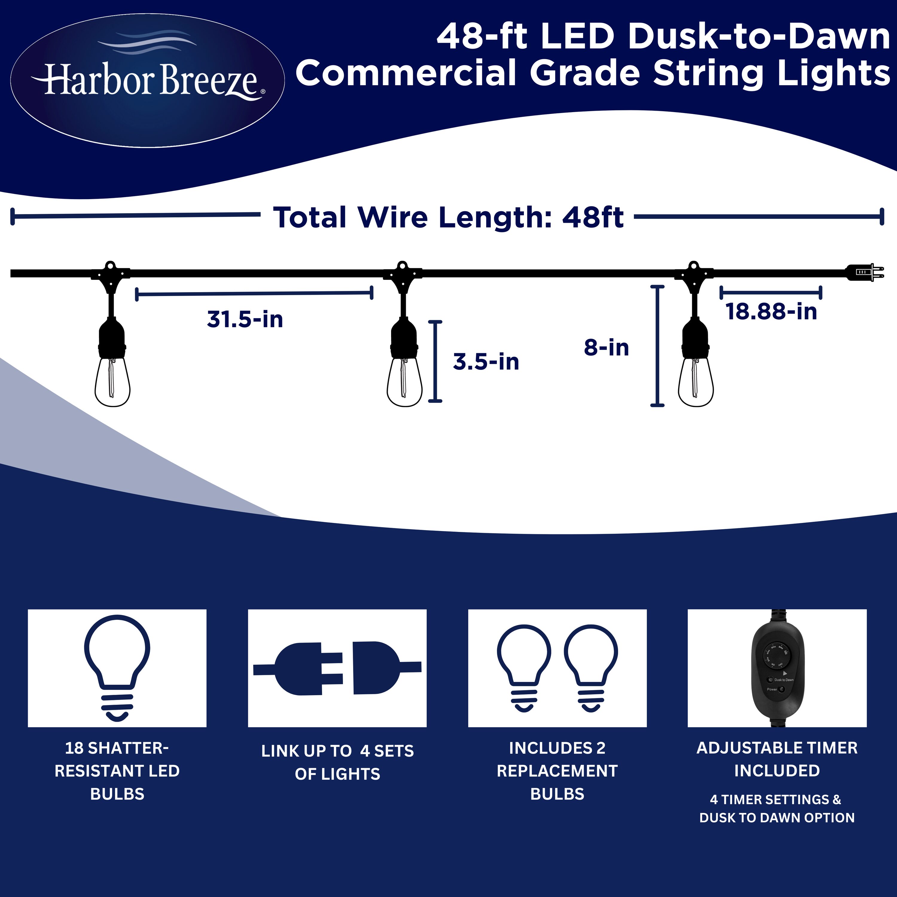 Harbor Breeze SLL48BK(T) Patio-String-Lights - View #3