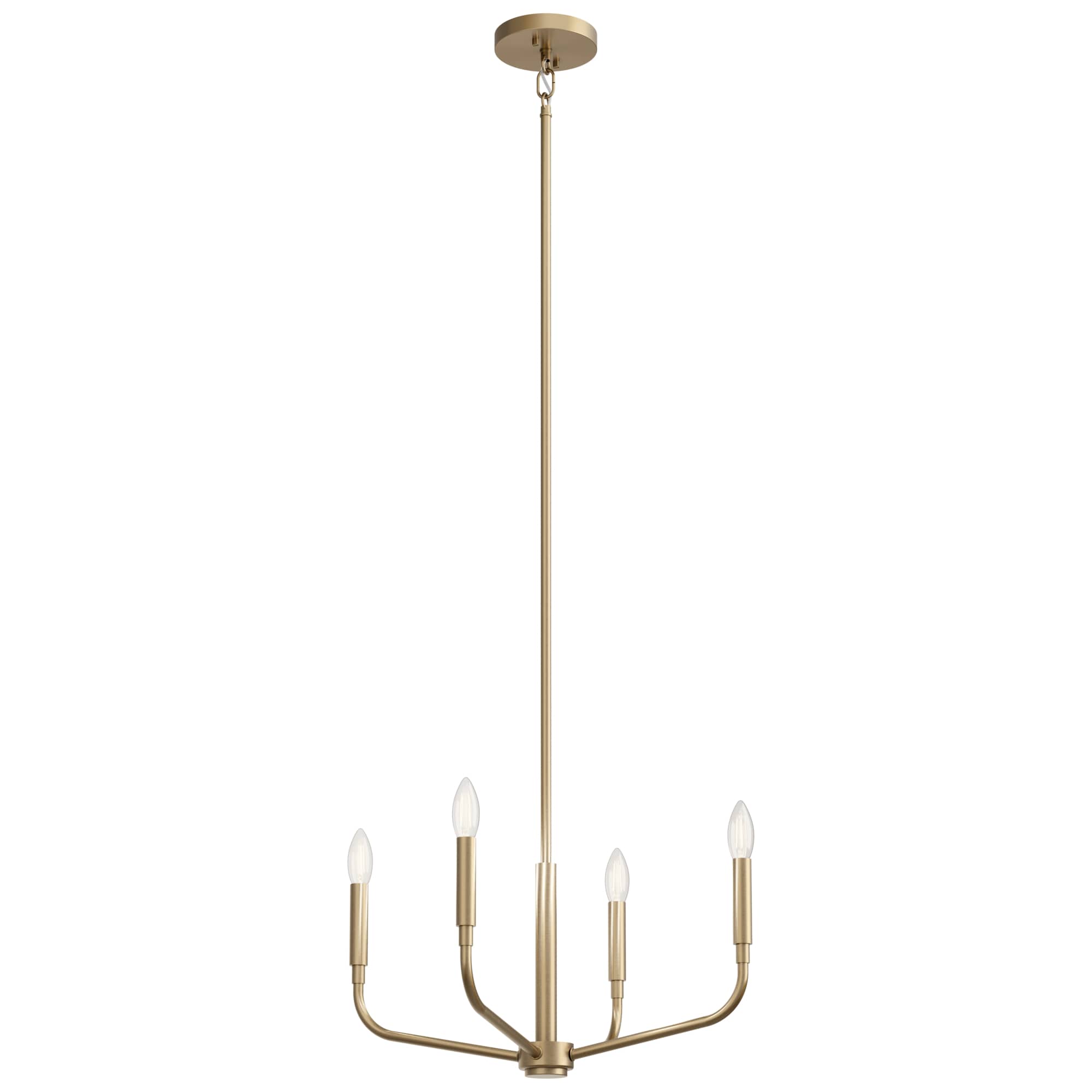 Kichler 52716CPZ Madden 4 -Light Antique Gold Modern/contemporary Bare bulb For Use in Bedrooms, Dining Rooms, Foyers, Kitchens, Living Rooms Chandelier