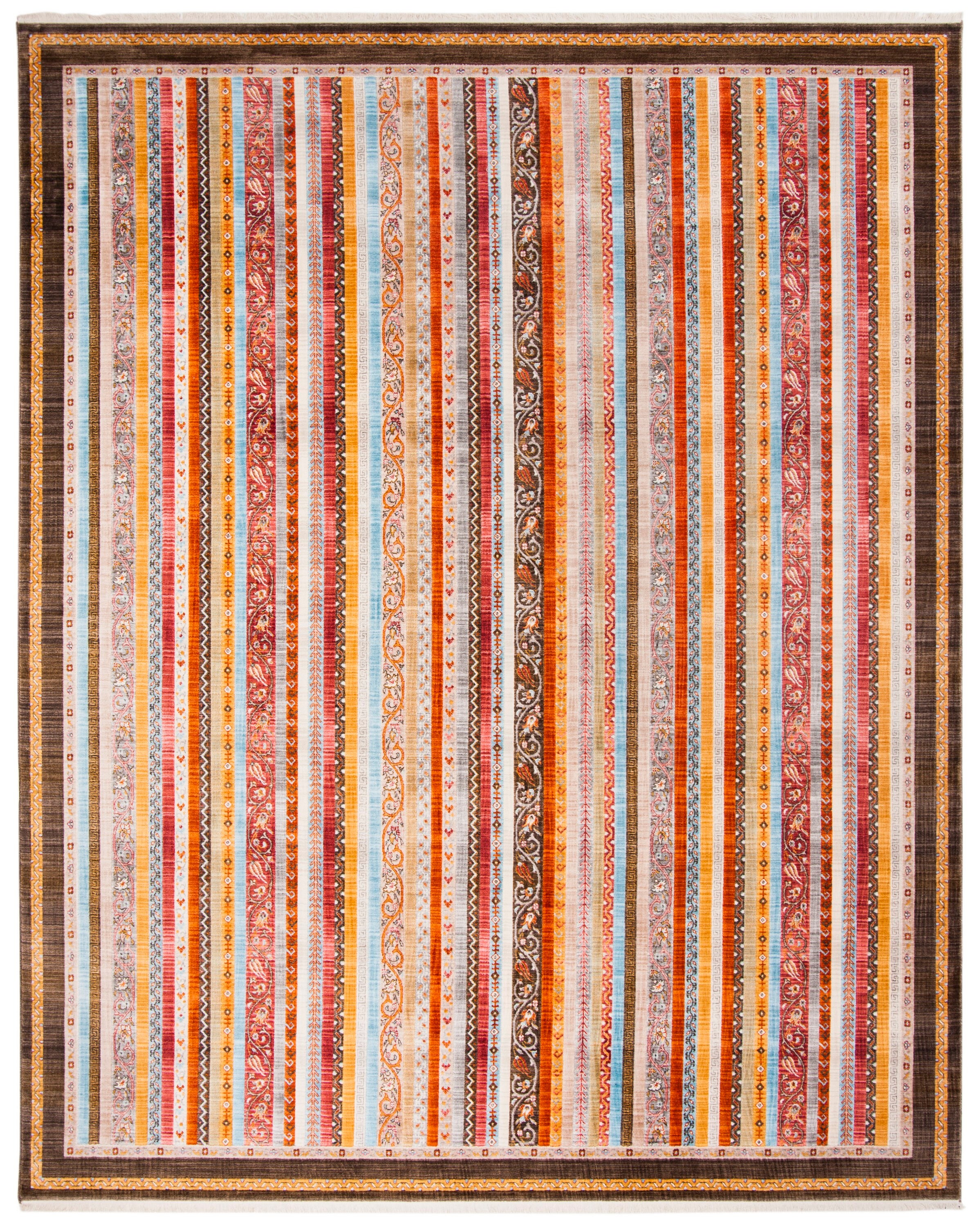 Colorful Striped Synthetic 8' x 10' Rectangular Area Rug
