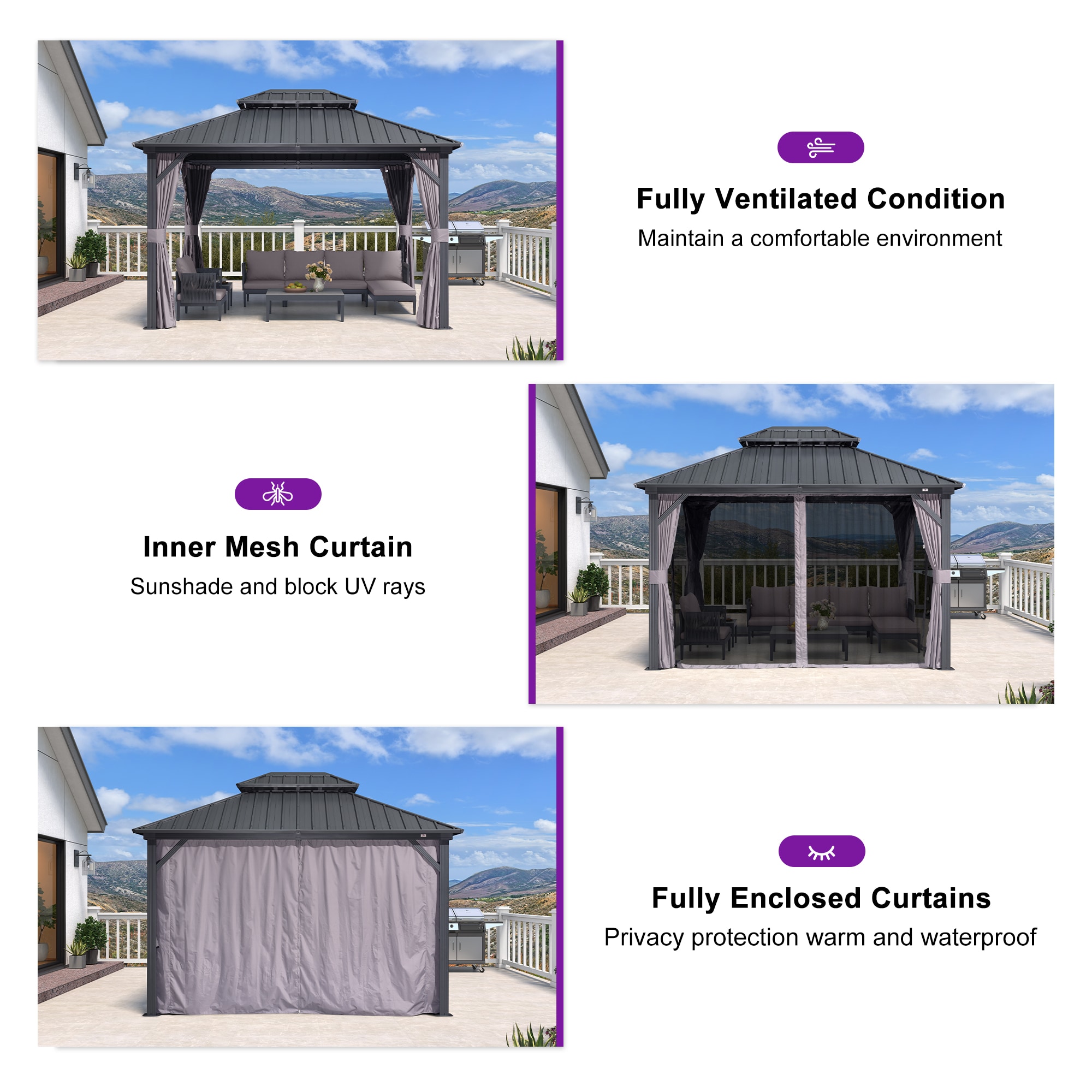 PURPLE LEAF LS04JJG1012 Wood-Resin-Gazebos - View #5