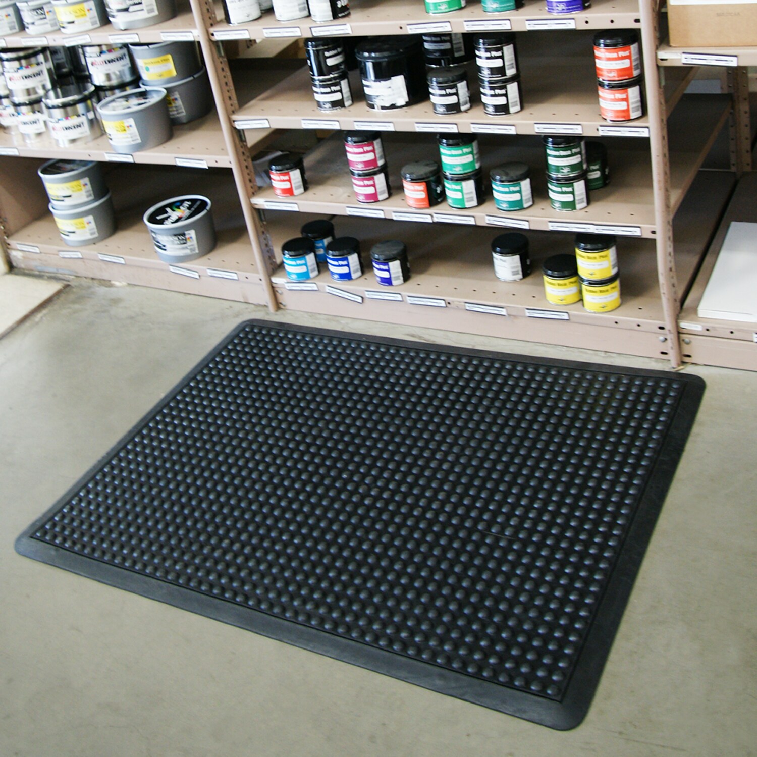 Durable Rubber Bubble Surface Fatigue Mat for Industrial/Factory Areas, 2'  x 3', Black