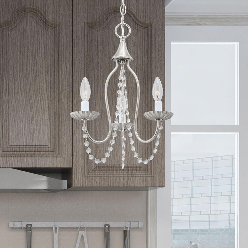 Alessia Brushed Nickel 3-Light Mini Chandelier with Crystal Accents