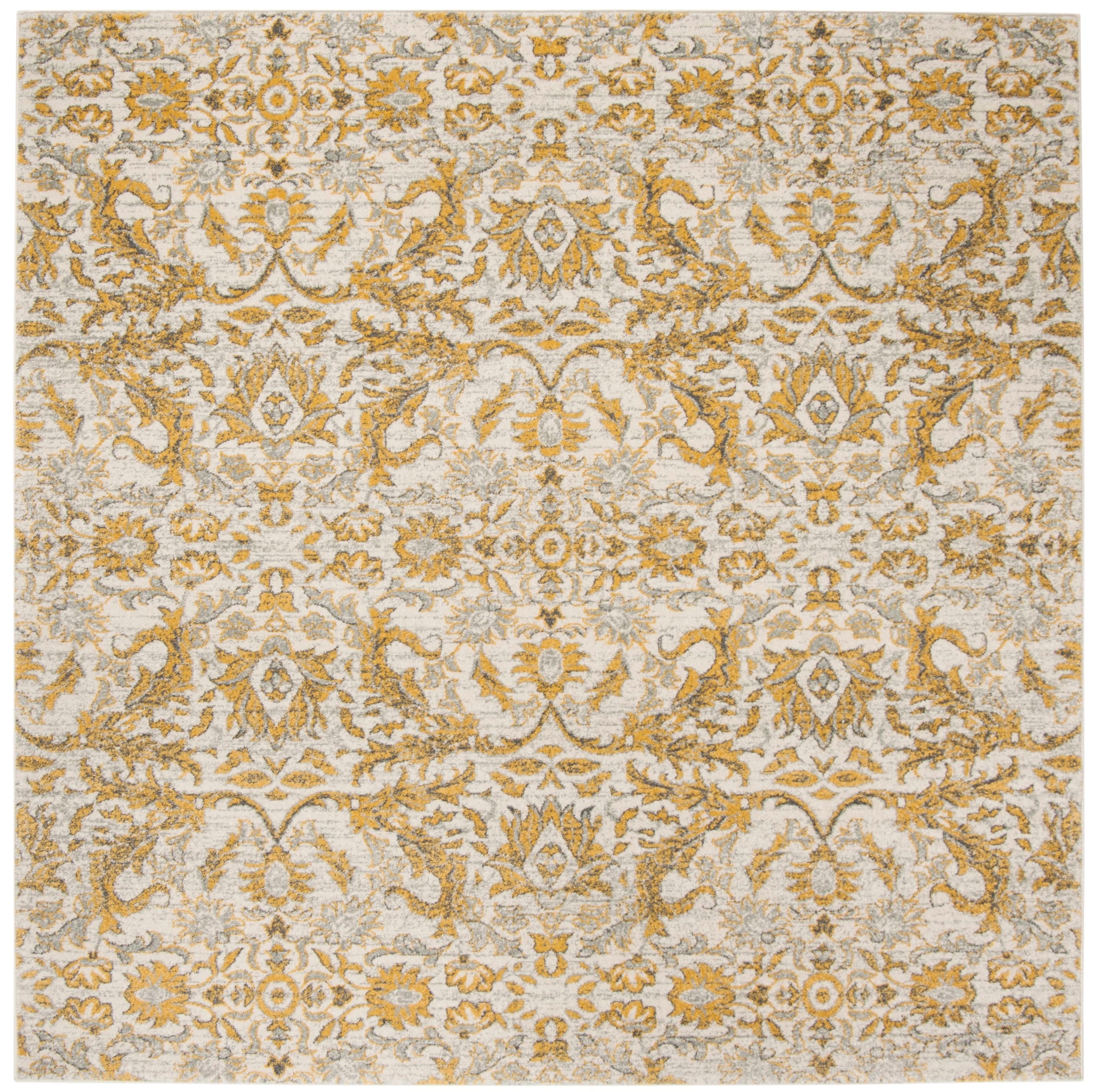 Safavieh EVK238S-7SQ Evoke Mac 7 x 7 (ft) Loomed Synthetic Ivory/Gold Square Indoor Floral/Botanical Oriental Area rug