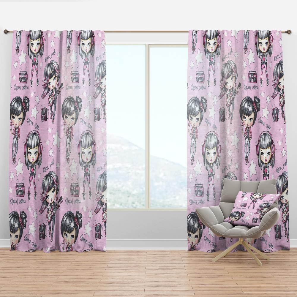 Designart CTN18687-52-90 90-Inches Pink Abstract Room darkening Thermal lined Rod pocket Single curtain panel