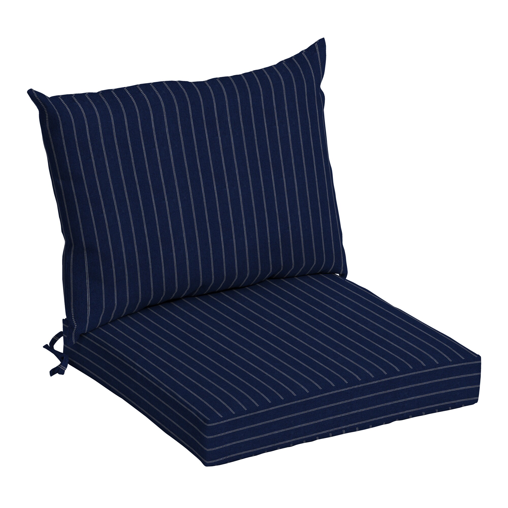 arden woven stripe blue seat cushion