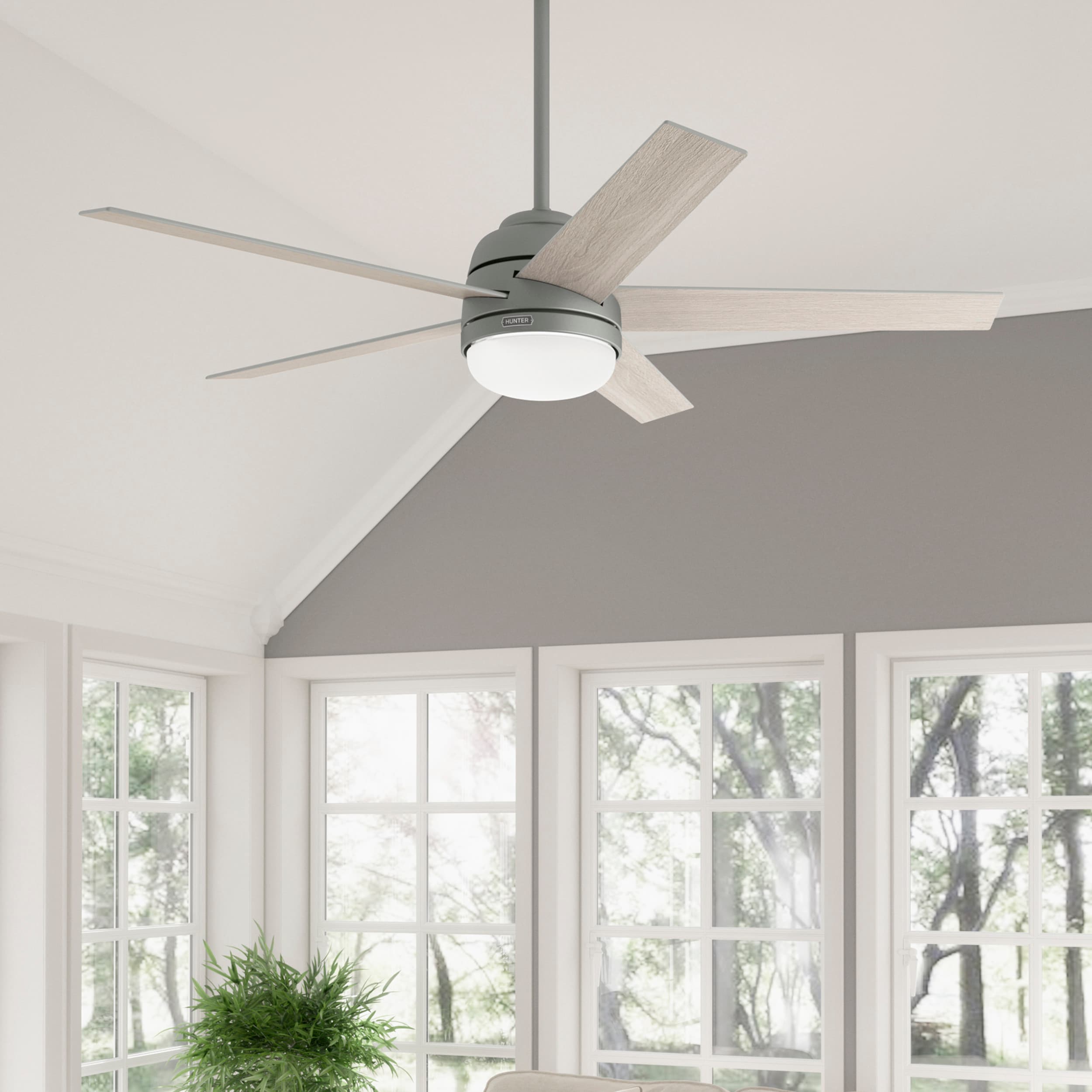 Modern Forms Renegade 52-in Brushed Nickel with Titanium Blades Integrated LED Indoor/Outdoor Smart Ceiling Fan with Light and Remote (8-Blade) FR-W2001-66L-BN/TT Sansujyuku sansujyuku.com