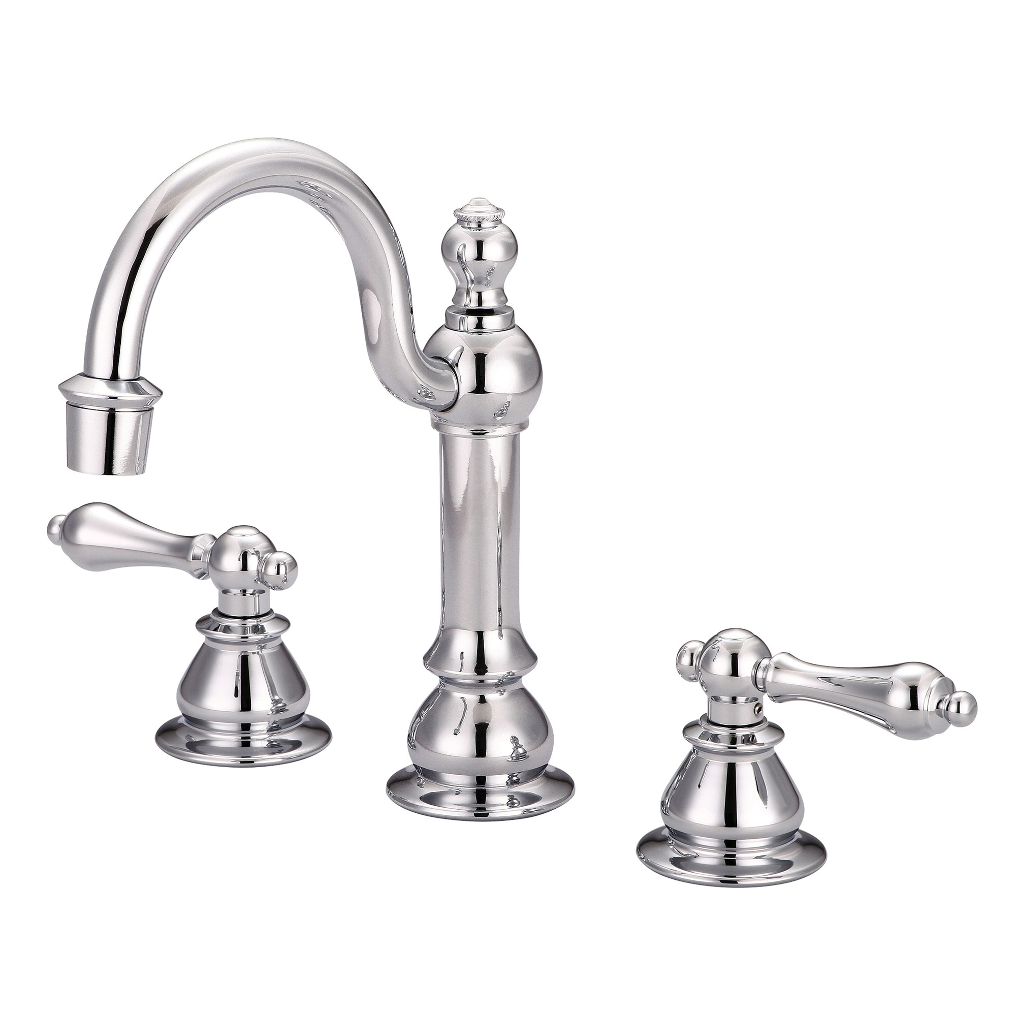 Water Creation F2-0012-01-AL Chrome Widespread 2-handle High-arc Commercial/Residential Handle Bathroom Sink Faucet with Drain