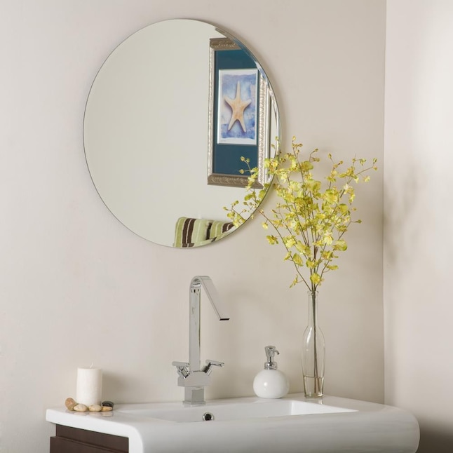 Decor Wonderland 23.6-in x 23.6-in Silver Round Frameless Bathroom ...