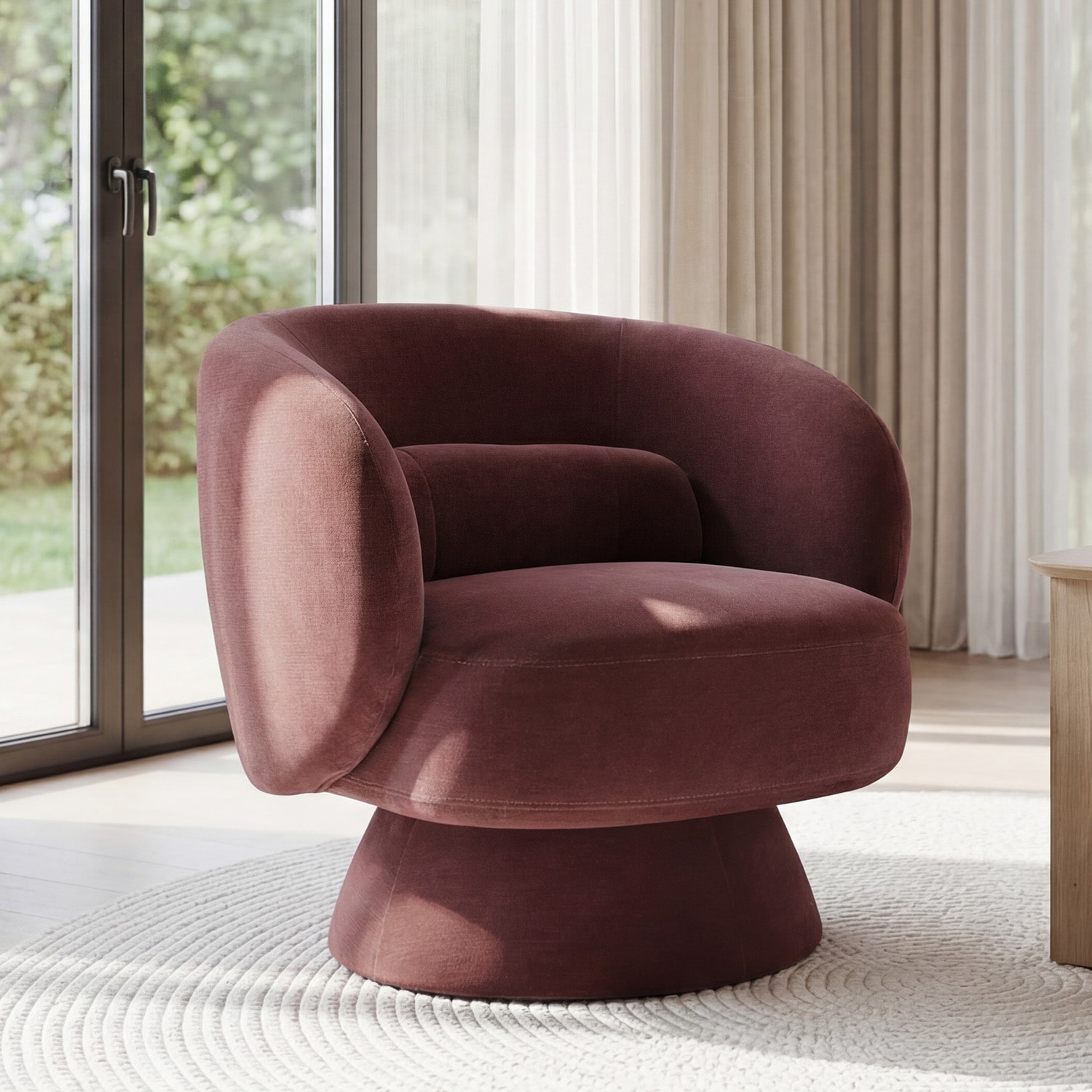 OKD - Swivel Accent Chair with Armrest Modern 360 Degree Swivel Barrel Chair with Curve Back and ...