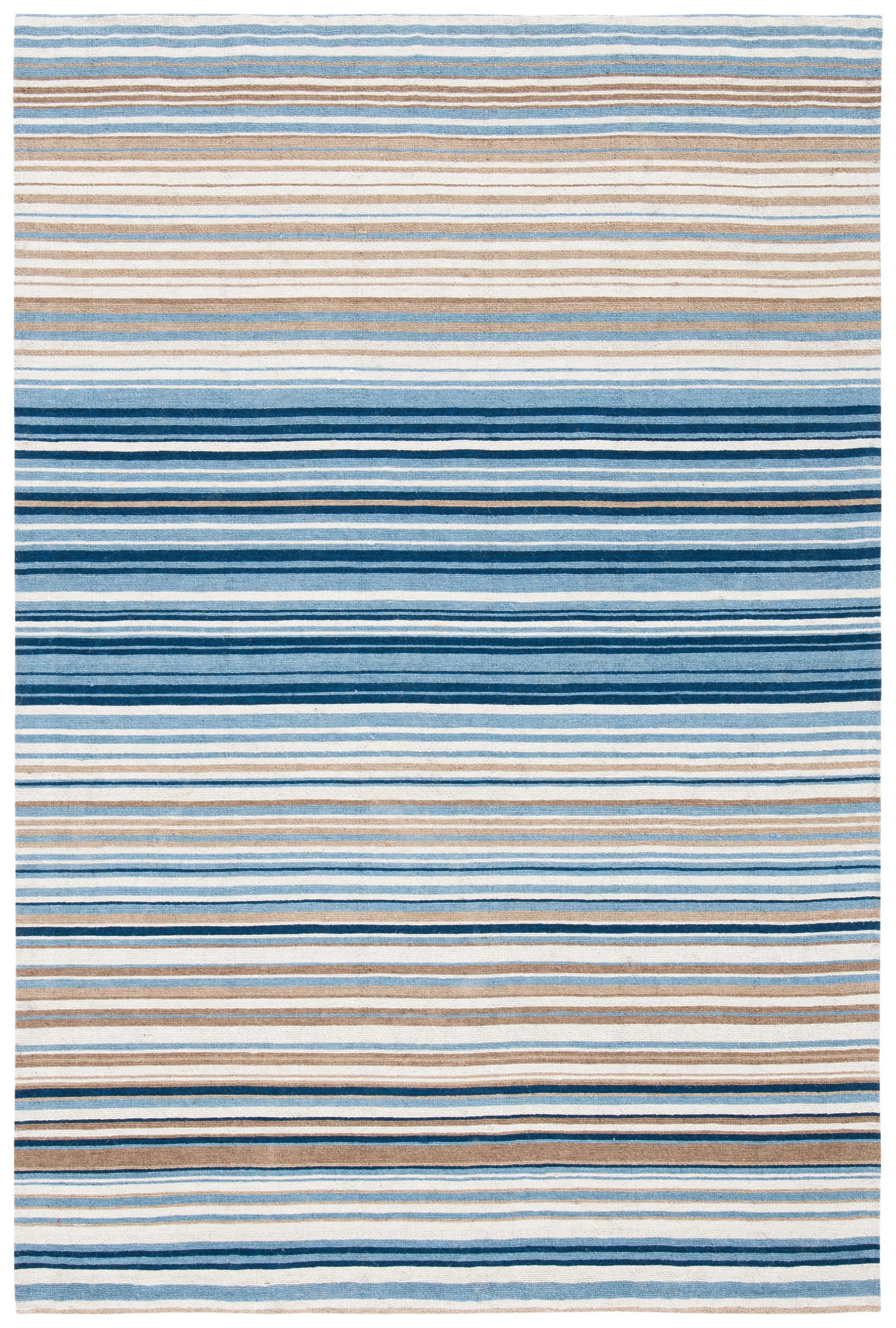 Marbella Blue and Beige Hand Loomed Wool Rug 4' x 6'