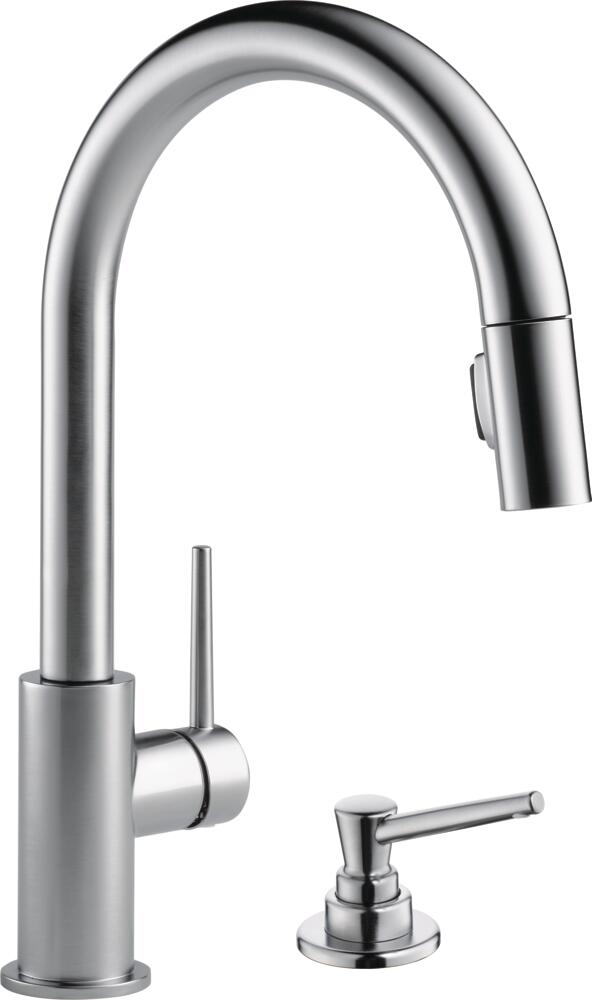 Delta Trinsic Arctic Stainless Pull-down Kitchen Faucet with Sprayer and Soap Dispenser