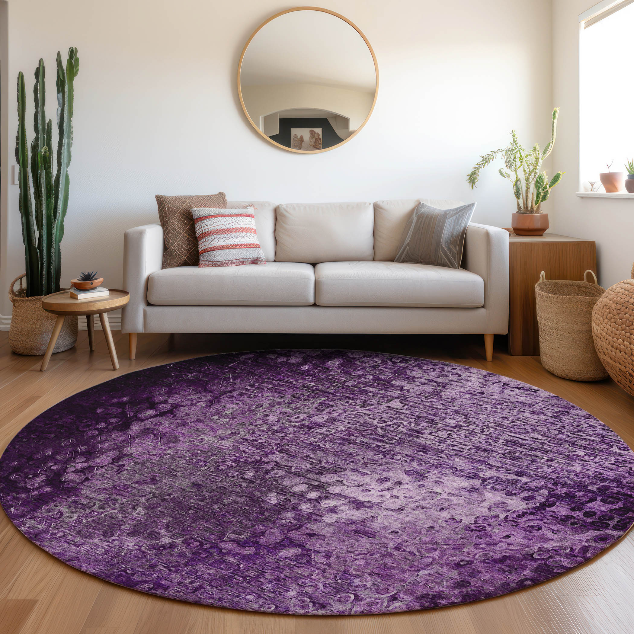 Addison Rugs ACN565PP8RO Chantille ACN565PP 8 x 8 (ft) Polyester Purple Round Indoor/Outdoor Geometric Machine washable Area rug