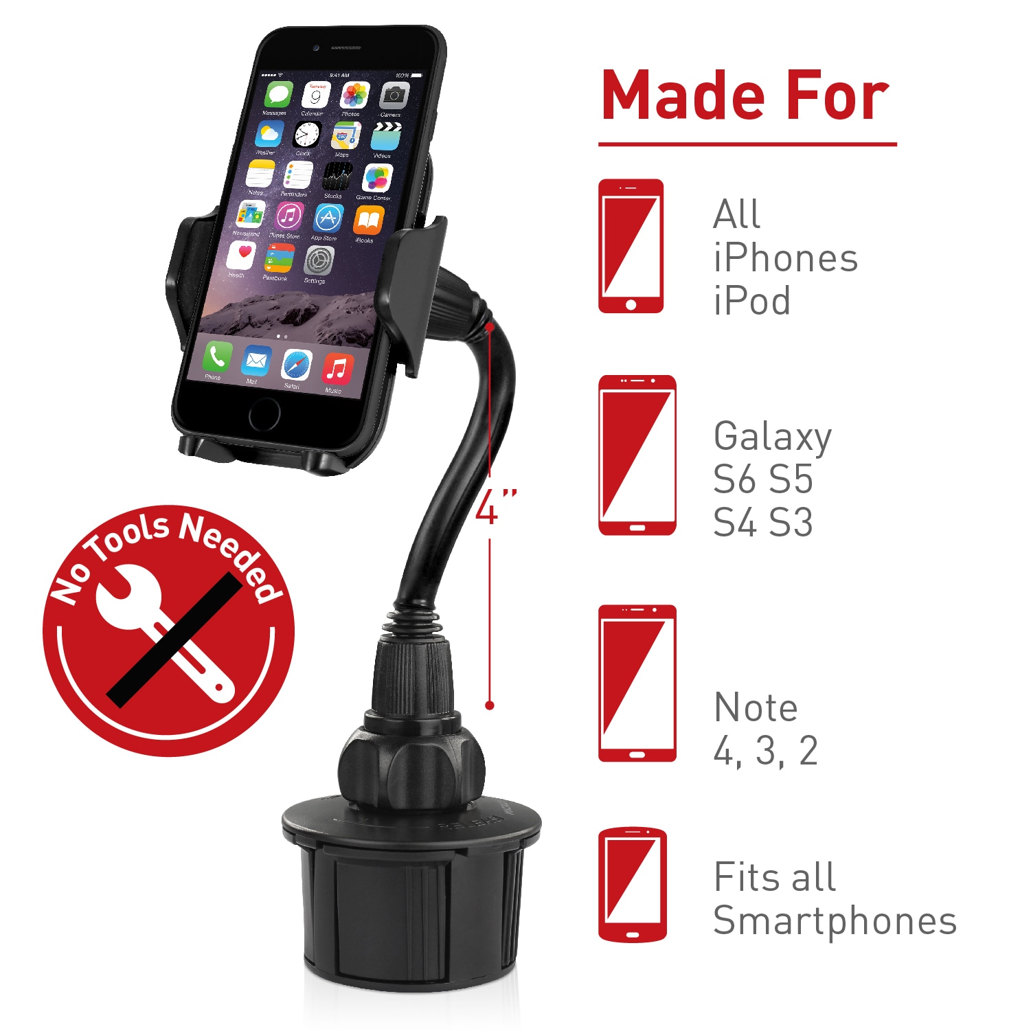 Macally Black Adjustable Car Mount for Universal Cell Phones in the ...