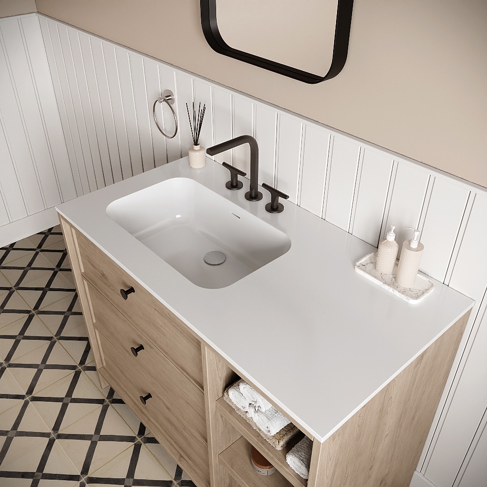 Streamline 42 inch x 22 inch Solid Surface White Rectangular Single