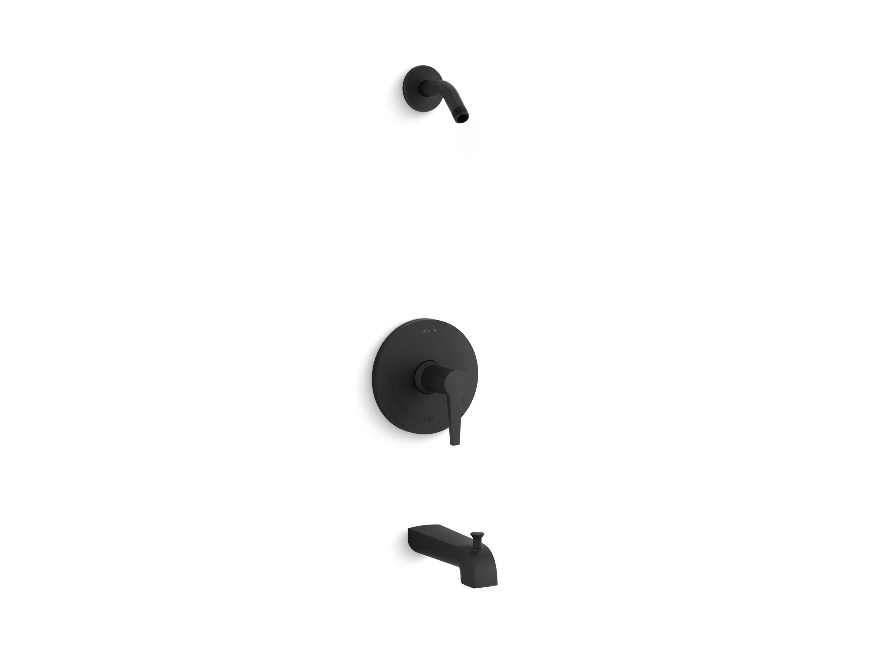 KOHLER Pitch 1-Handle Rite-Temp Tub and Shower Trim Kit Less Showerhead in Matte Black (Valve Not Included)